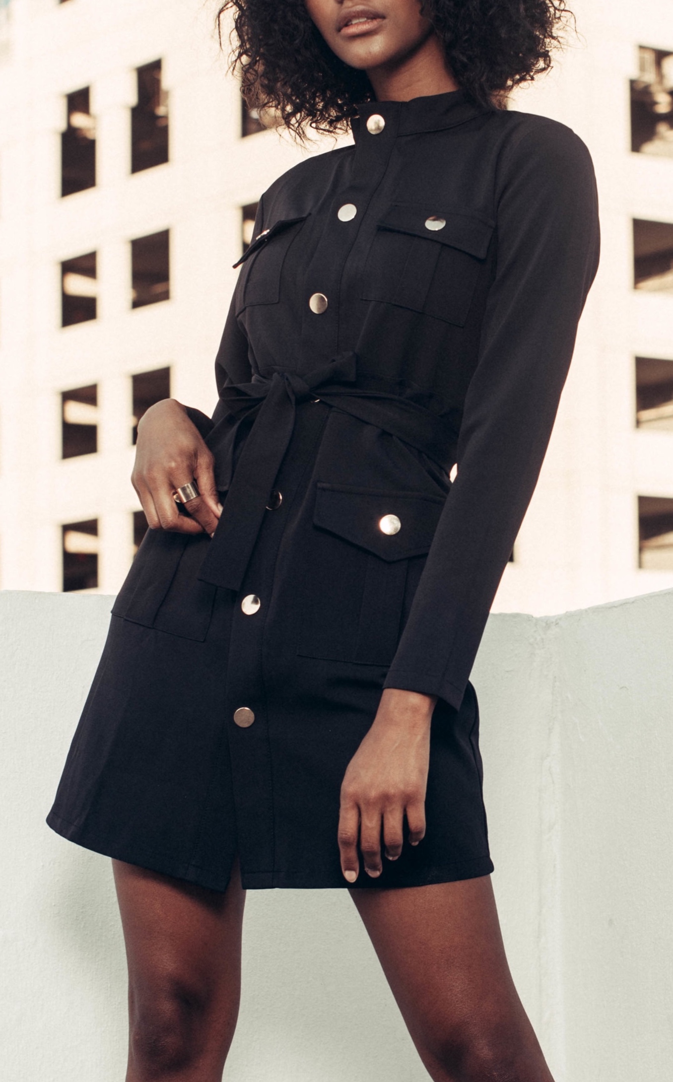 Little Black Military Style Dress 