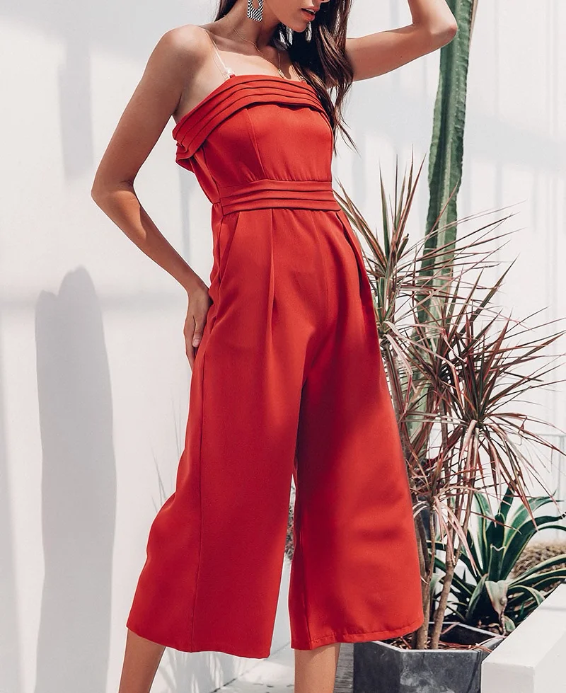 Red Layer Seam Jumpsuit