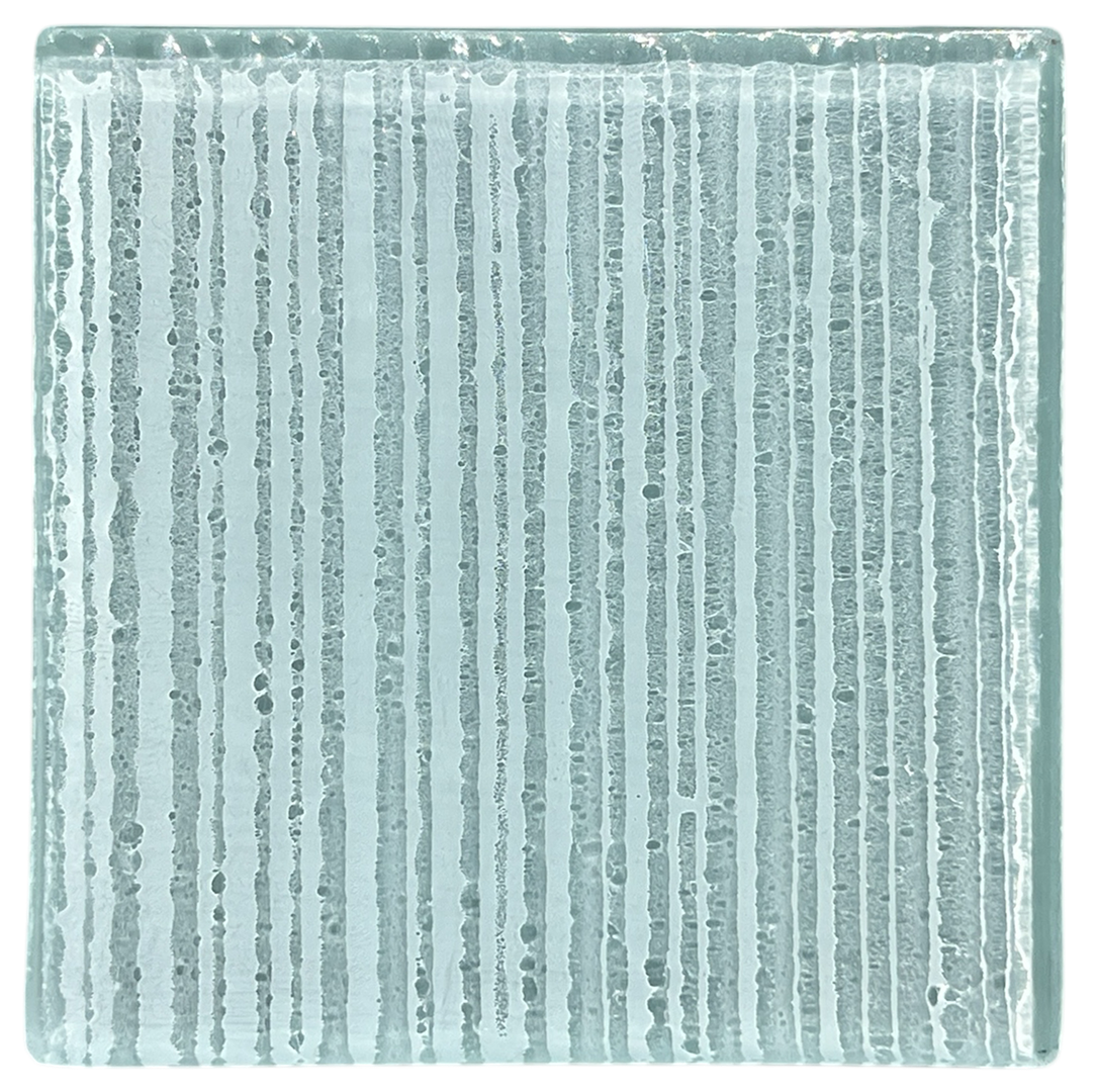 Square textured glass tile with a linear modern design