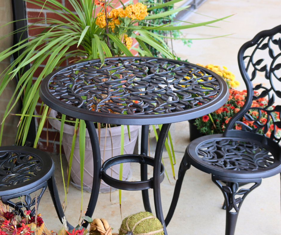 Black iron outdoor patio set