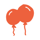 Two orange balloons tied with strings