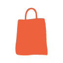 Orange shopping bag icon