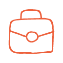 Outline of a briefcase or bag with a handle