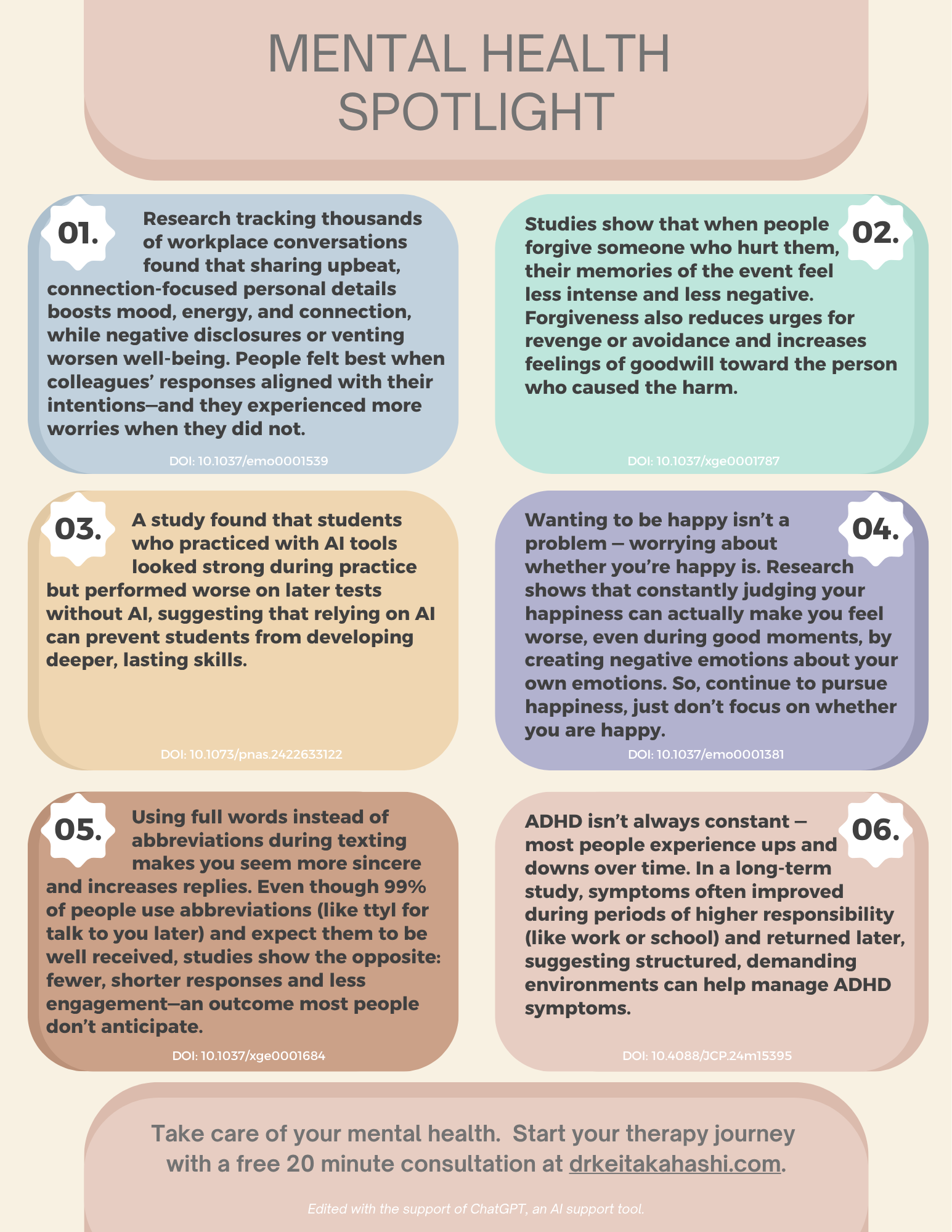 Summary of recent psychological research findings