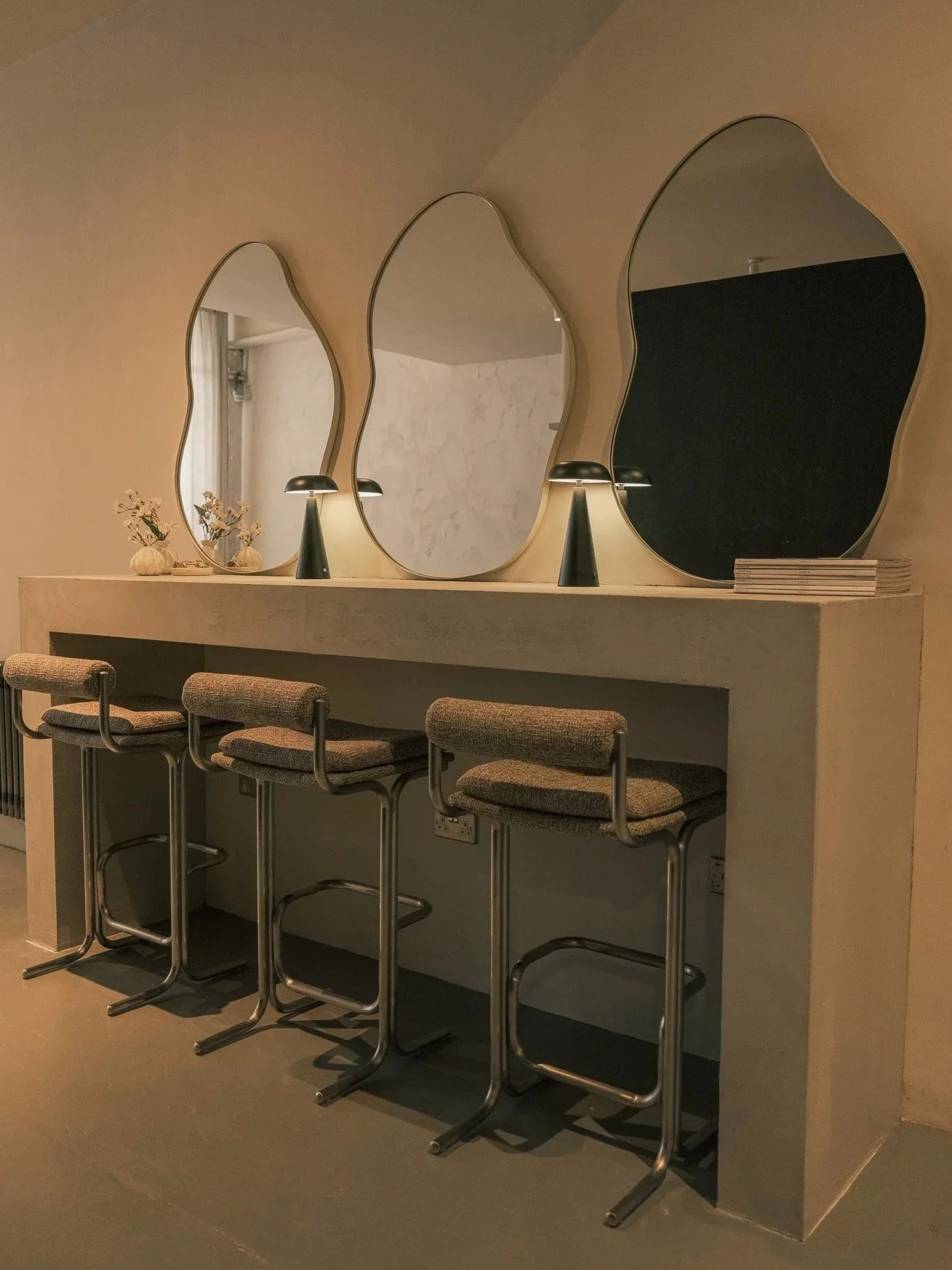 Portrait view of the makeup and styling area at ACAI Studios.