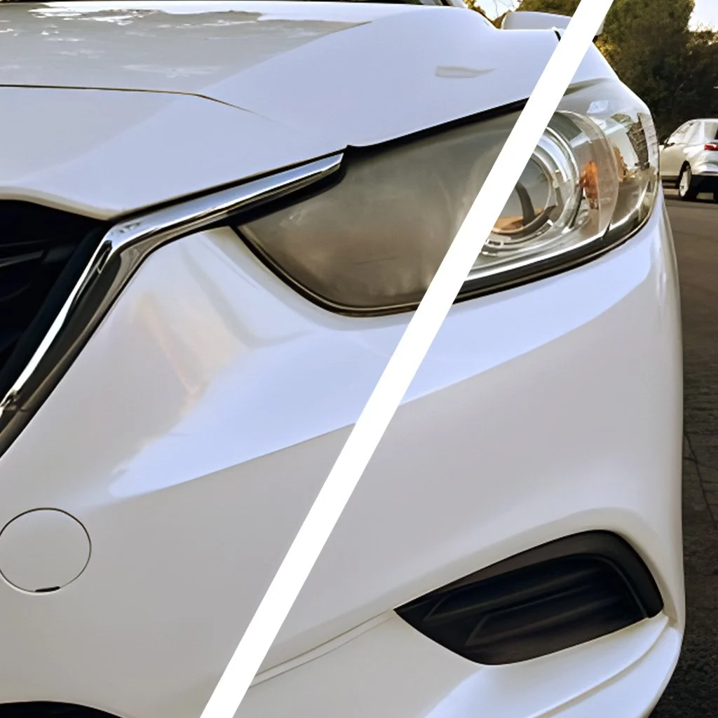 before and after headlight restoration transformation mobile detailing sgv and los angeles