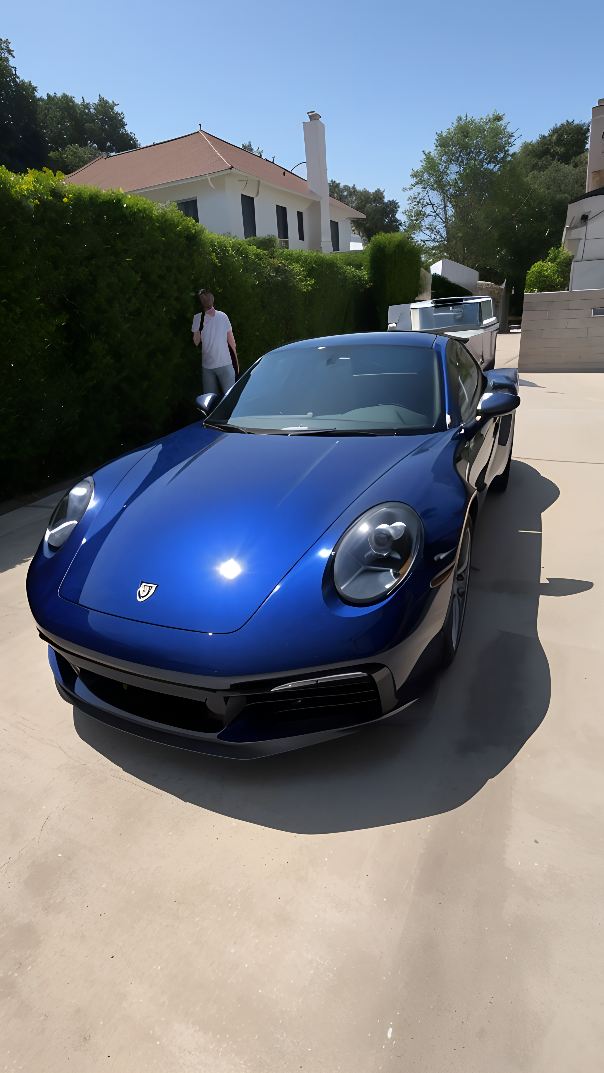 Blue Porsche 911 sports car showcasing professional mobile ceramic coating and paint correction services for German luxury vehicles in San Gabriel Valley