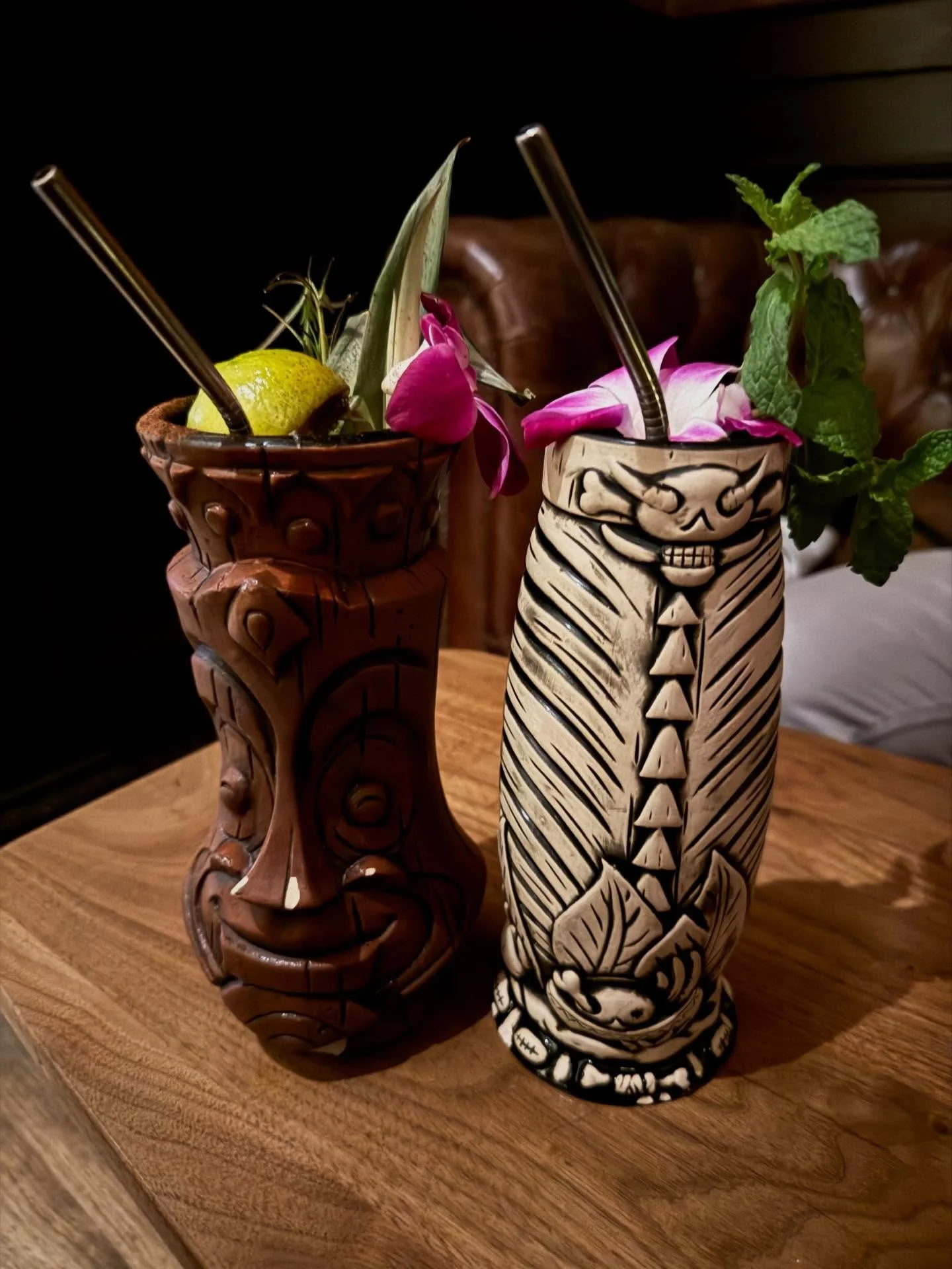 Chase&rsquo;s &ldquo;Donn the Beachcomber&rdquo; on the left
I got the &ldquo;Zombie&rdquo; on the right

Max got a shot of cachaca

Great cocktails and great rum selection for a Tiki Tuesday at Obstacle No1 in Holland, MI

#tikituesday #donnbeach #d