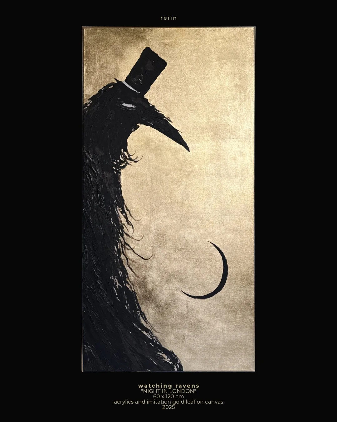 "watching ravens: Night in London" Original Painting