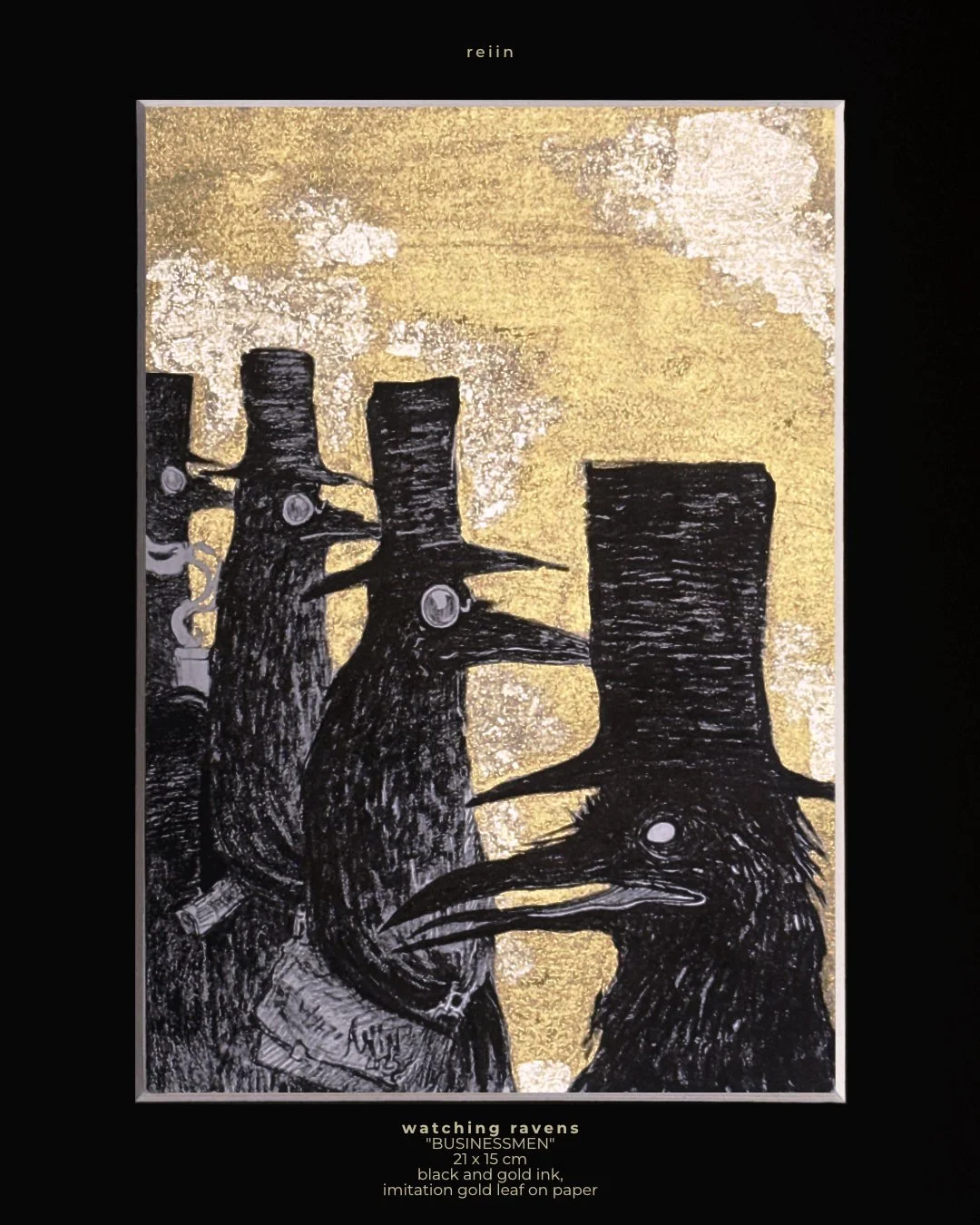 "watching ravens: Businessmen" Framed Original Painting