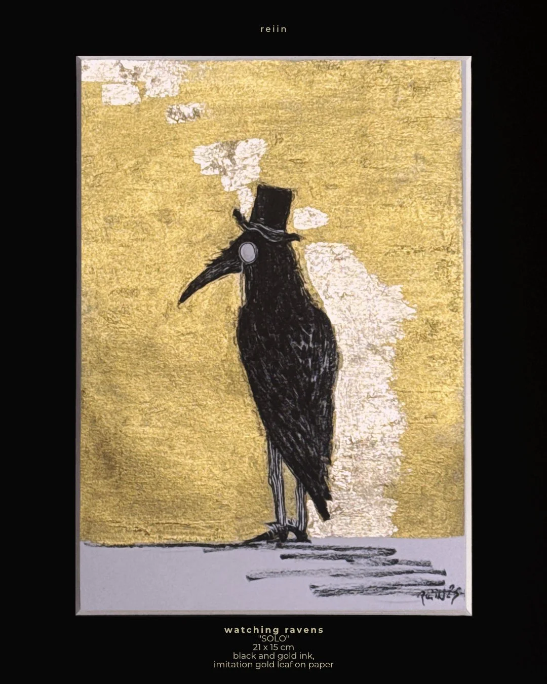 "watching ravens: Solo" Framed Original Painting