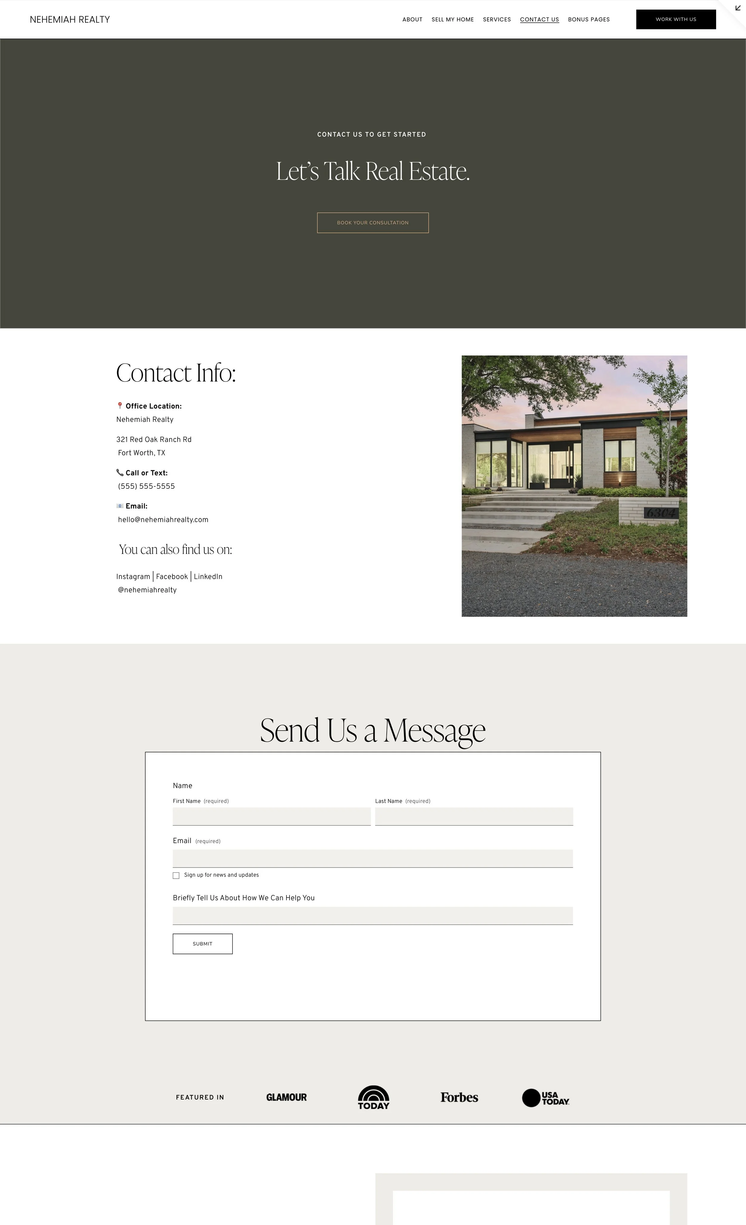 This is the contact us page for the photography squarespace website template.  