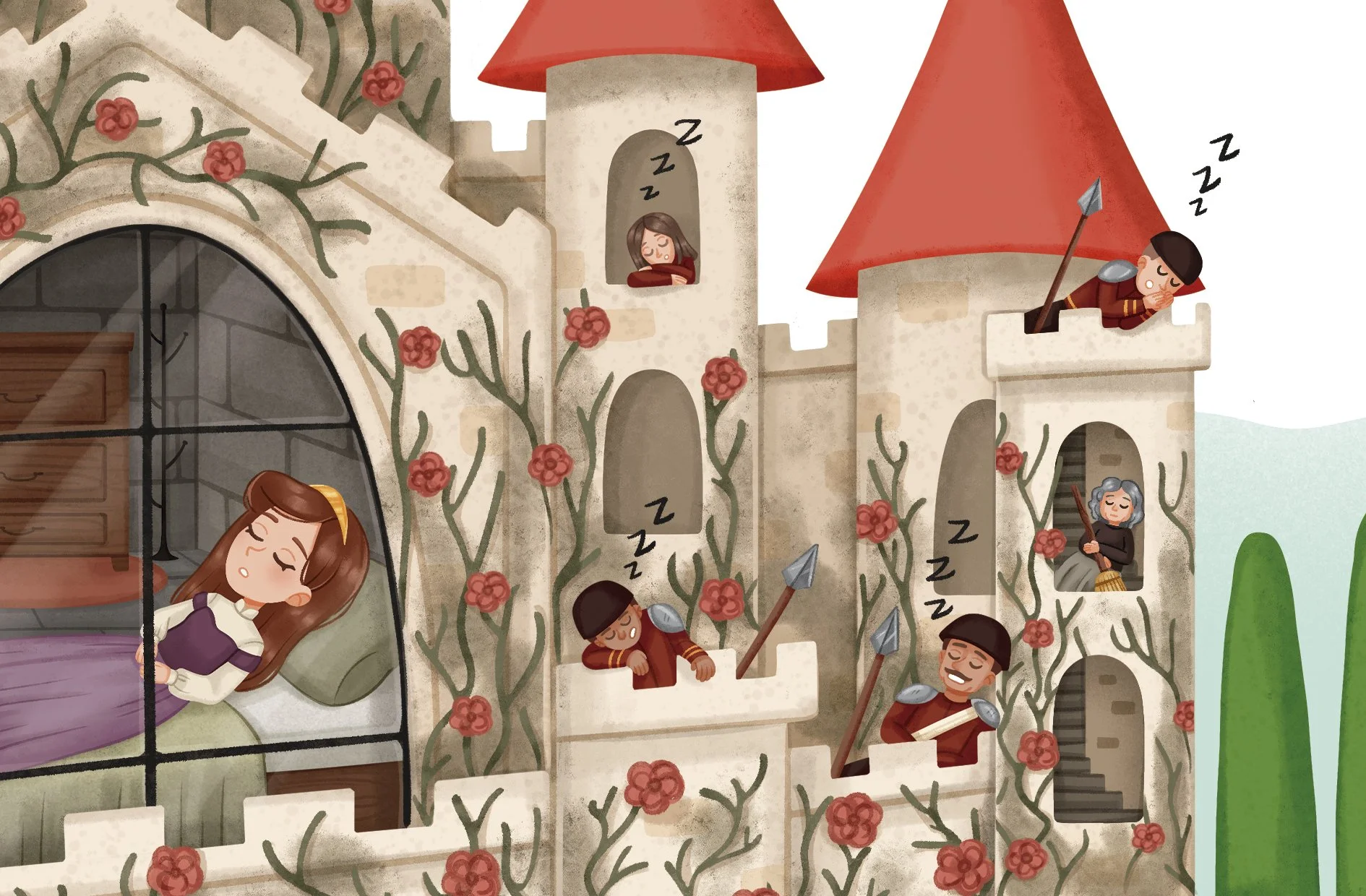 castle illustration of retelling fairytale