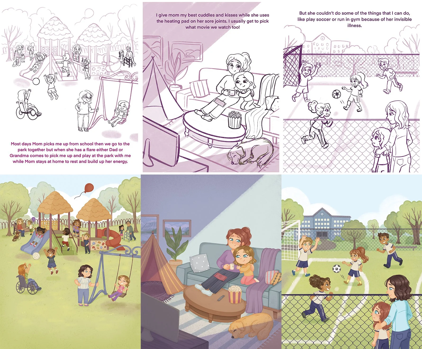 process of illustrating the pages of a picture book