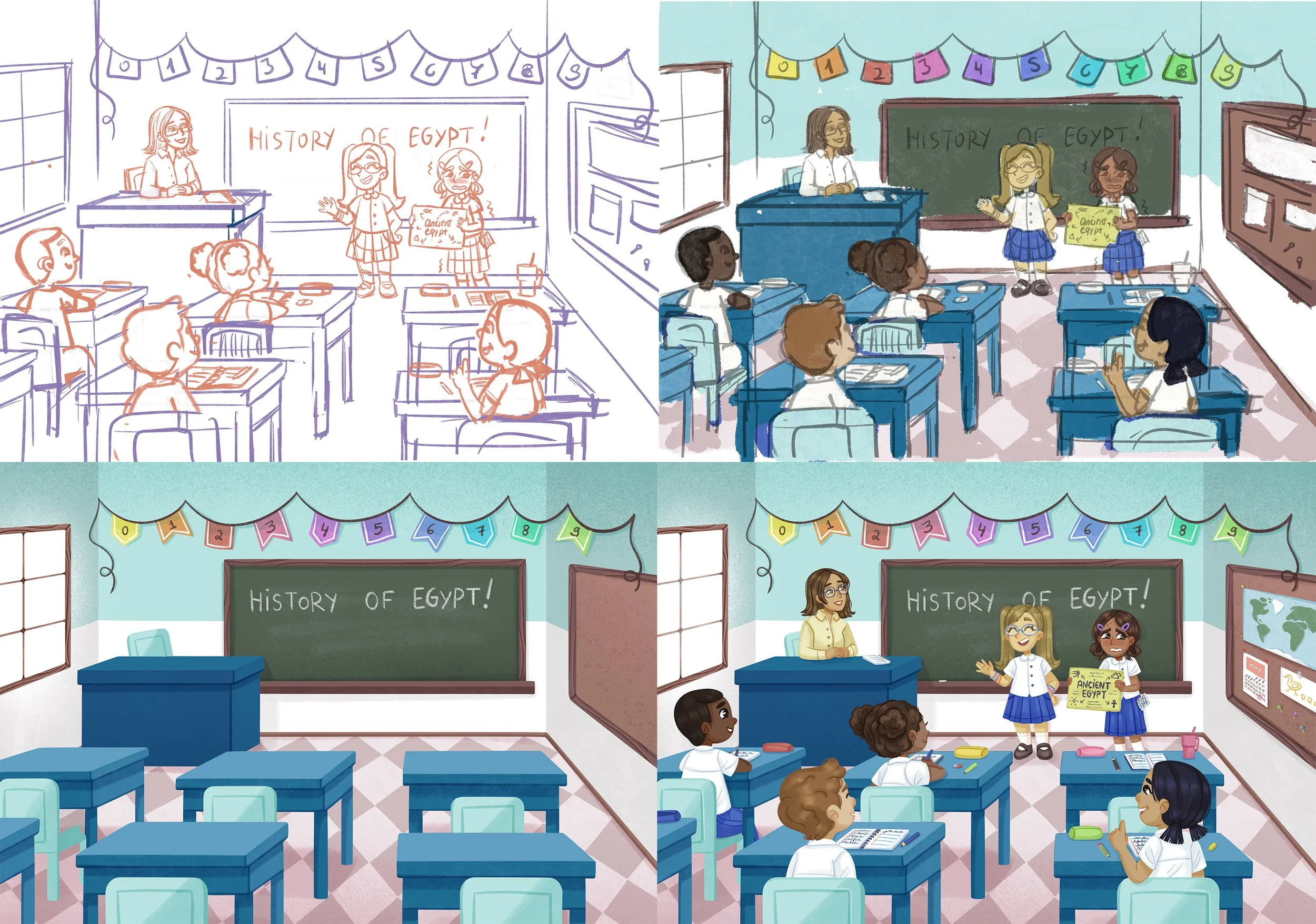 process of creating an illustration for a children's picture book