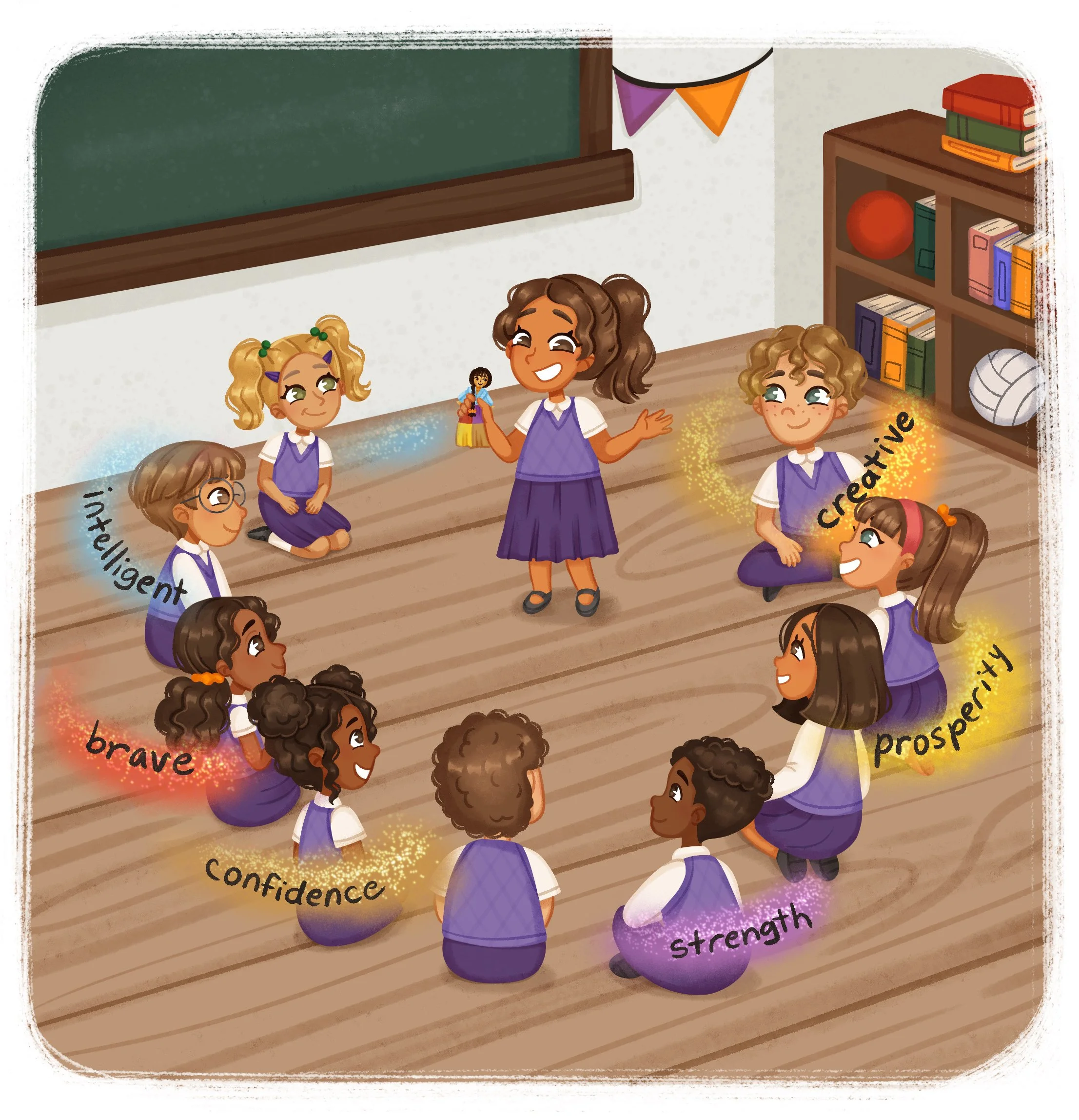 book illustration children at school