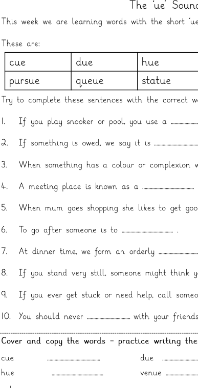 UE Phonics Worksheet