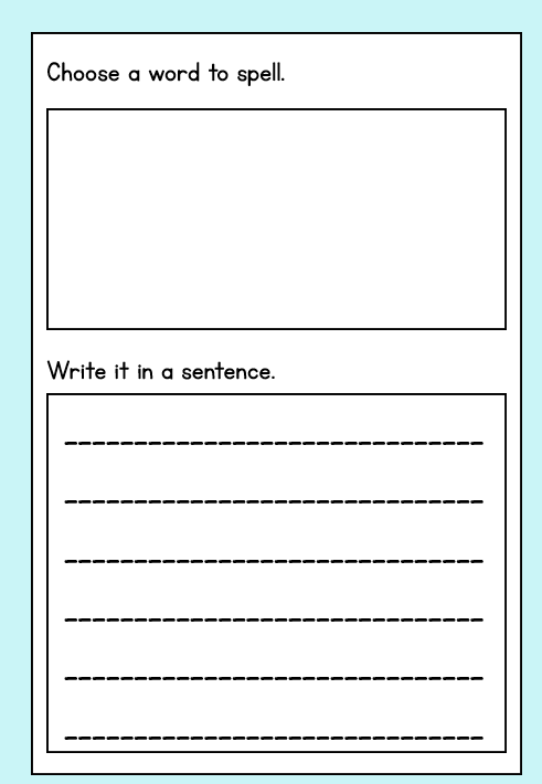 Spelling Provision Sheet
