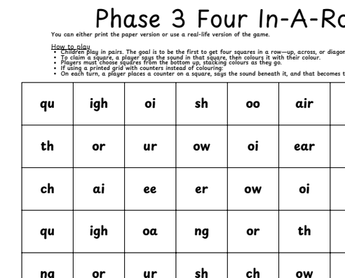 Phonics Four in a Row