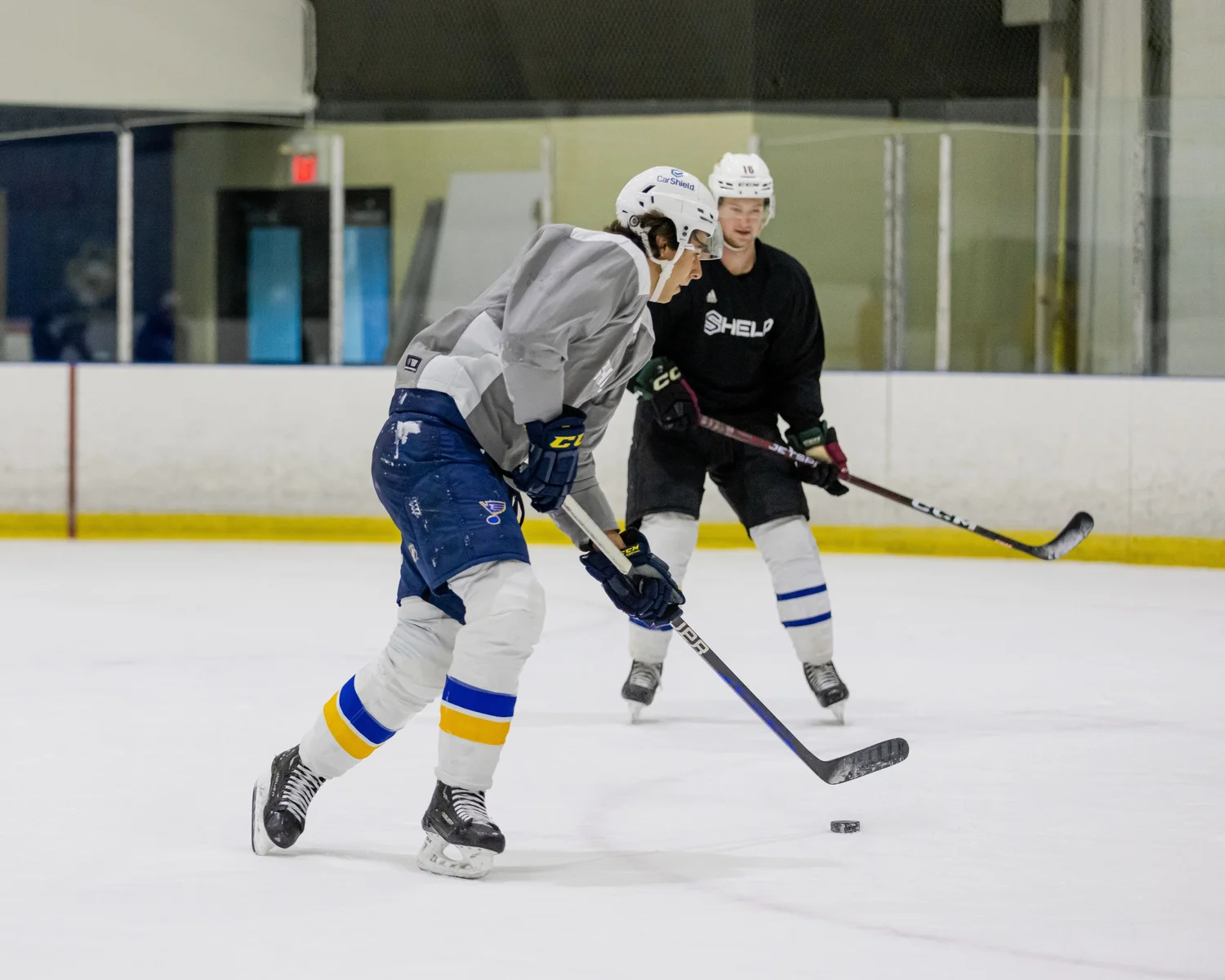 Hockey players training on the ice at SHIELD