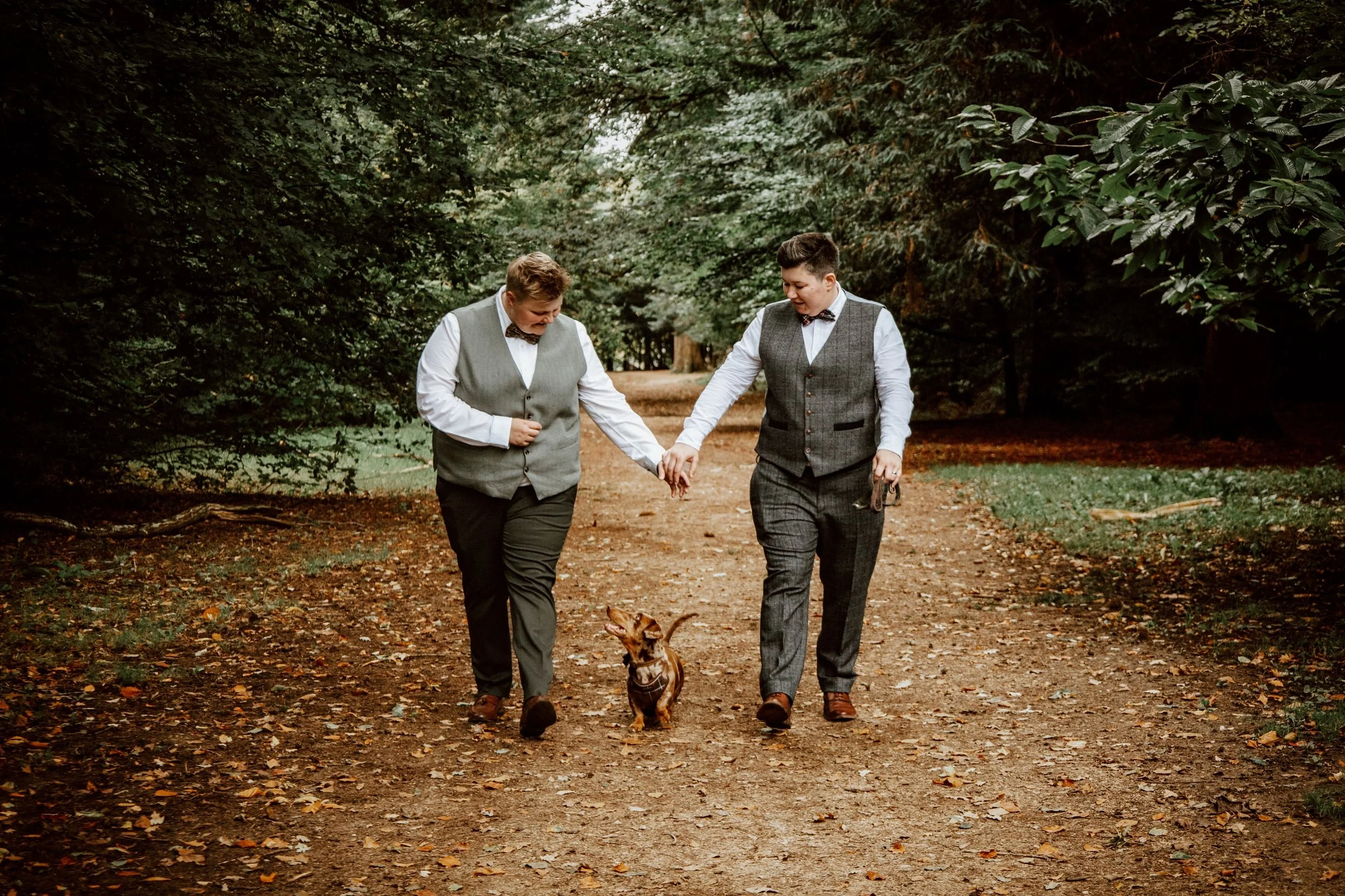 Two souls, one path, and a little four-legged witness.

#wedding #photographer #weddingphotography #forest #bride