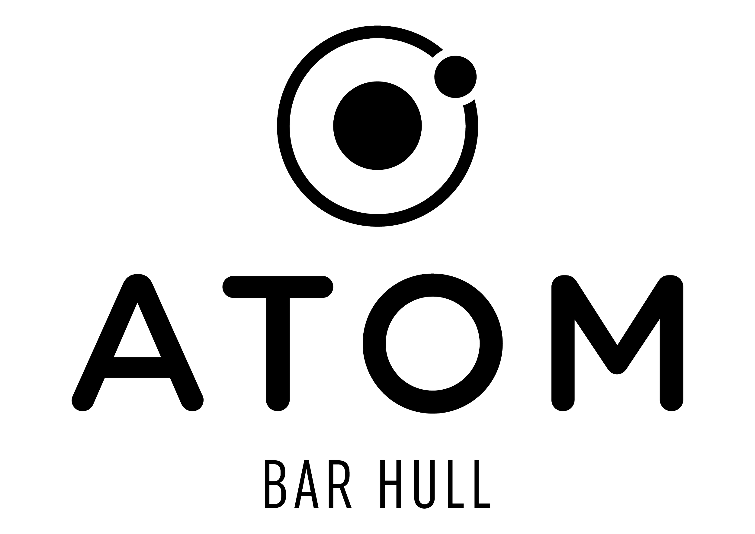 Line art illustration of a barbell with text that says 'ATTOM Dental' and 'Bar' and 'Ull'