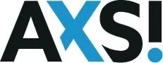 Close-up of the AXIS logo with bold black and blue lettering.