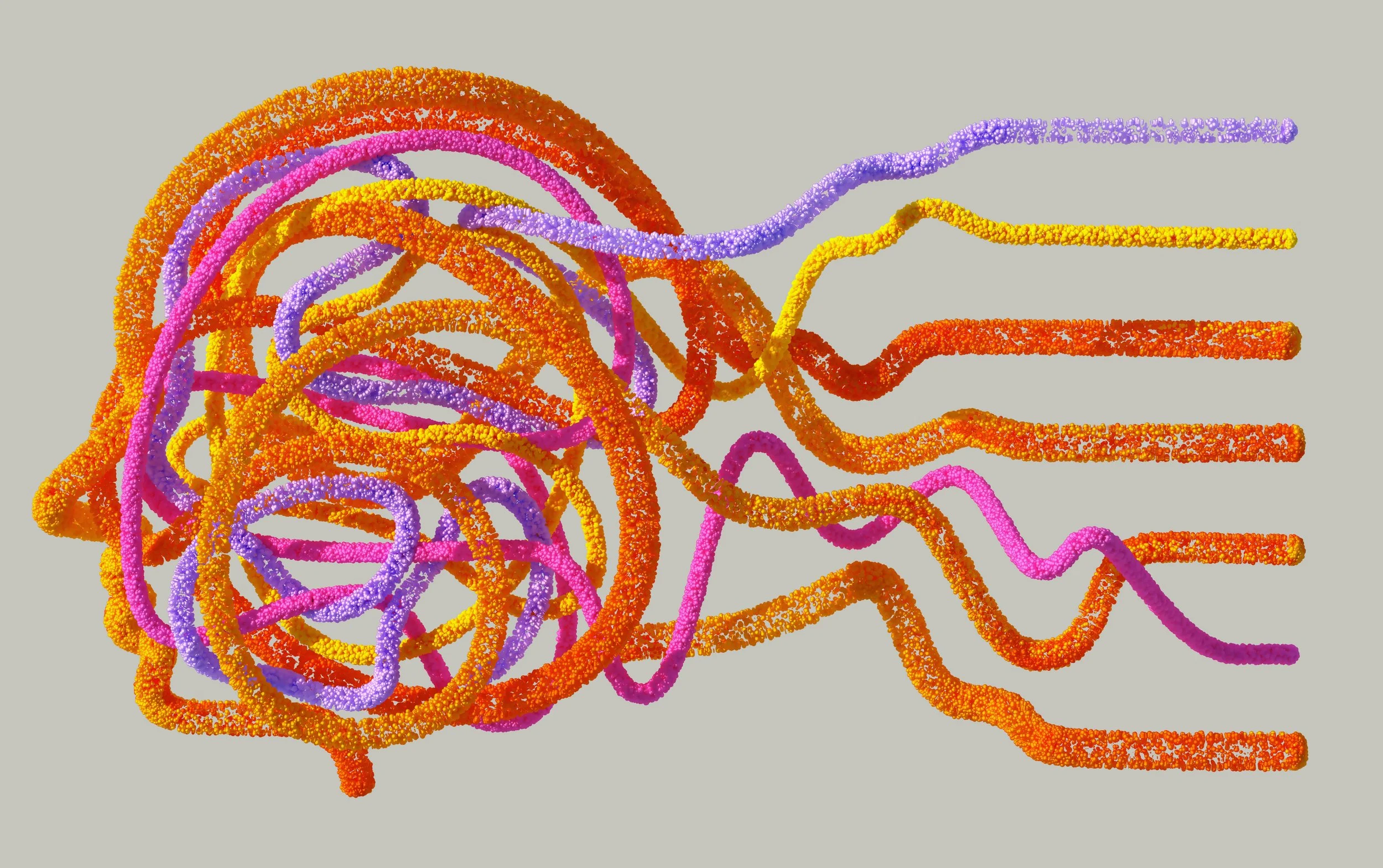Abstract image of intertwined thread representing neural pathways and brain-based therapy