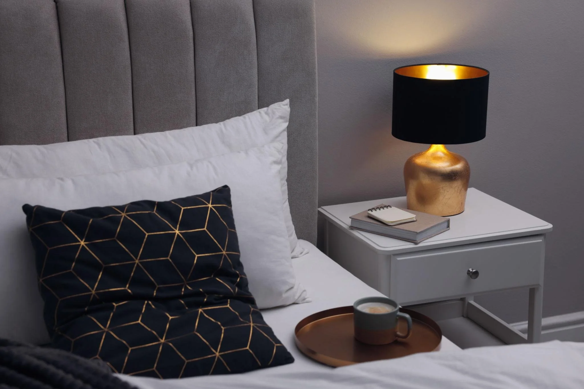 Comfortable sleep environment designed to support healthy sleep habits and reduce stress.