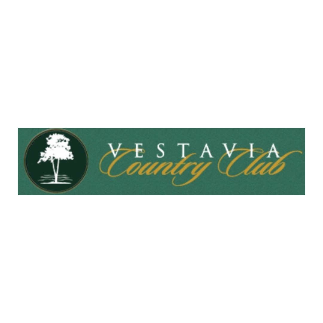 Vesta Vea Country Club logo with a tree emblem on a green background and elegant yellow and white text.