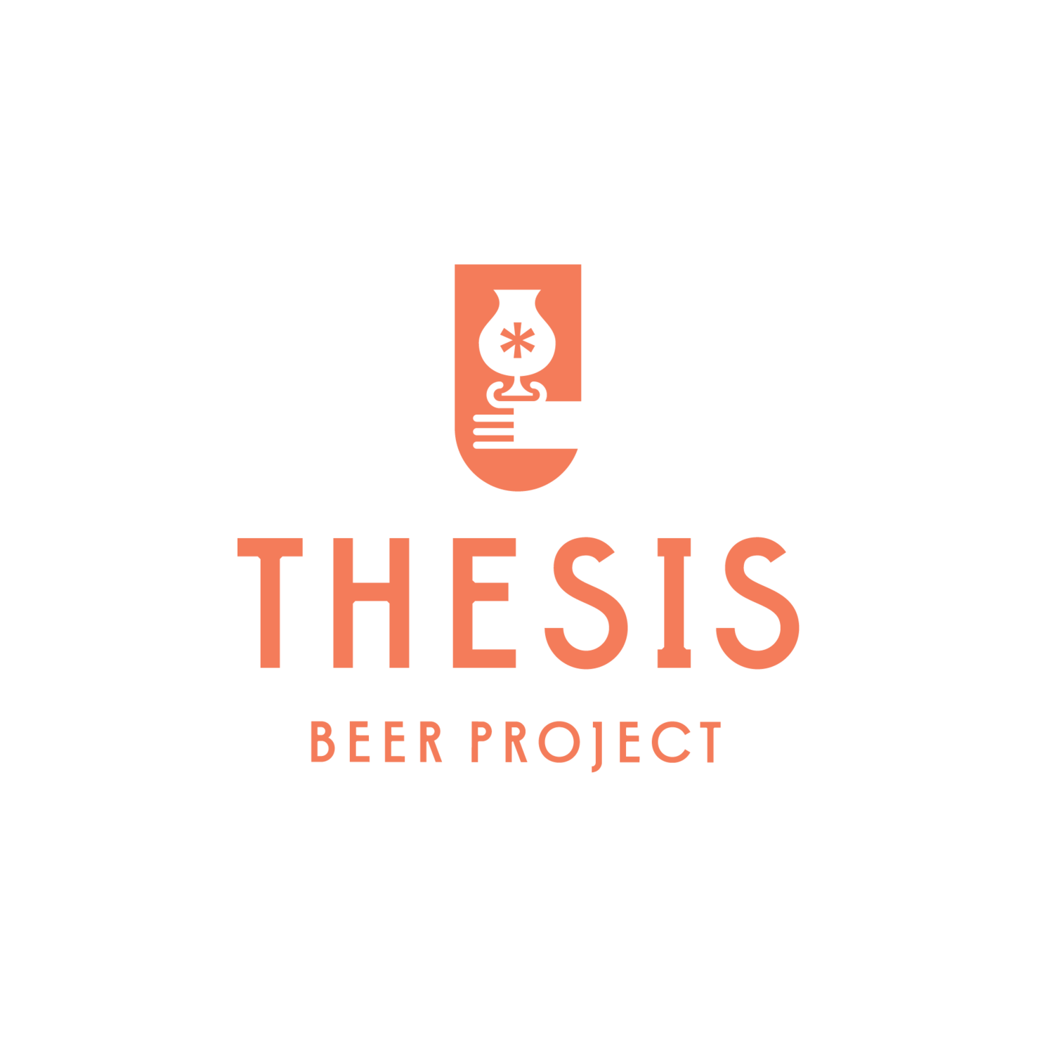 Logo for Thesis Beer Project featuring a stylized beer glass with a star inside, accompanied by the text 'THESIS BEER PROJECT' in a modern font on a black background.