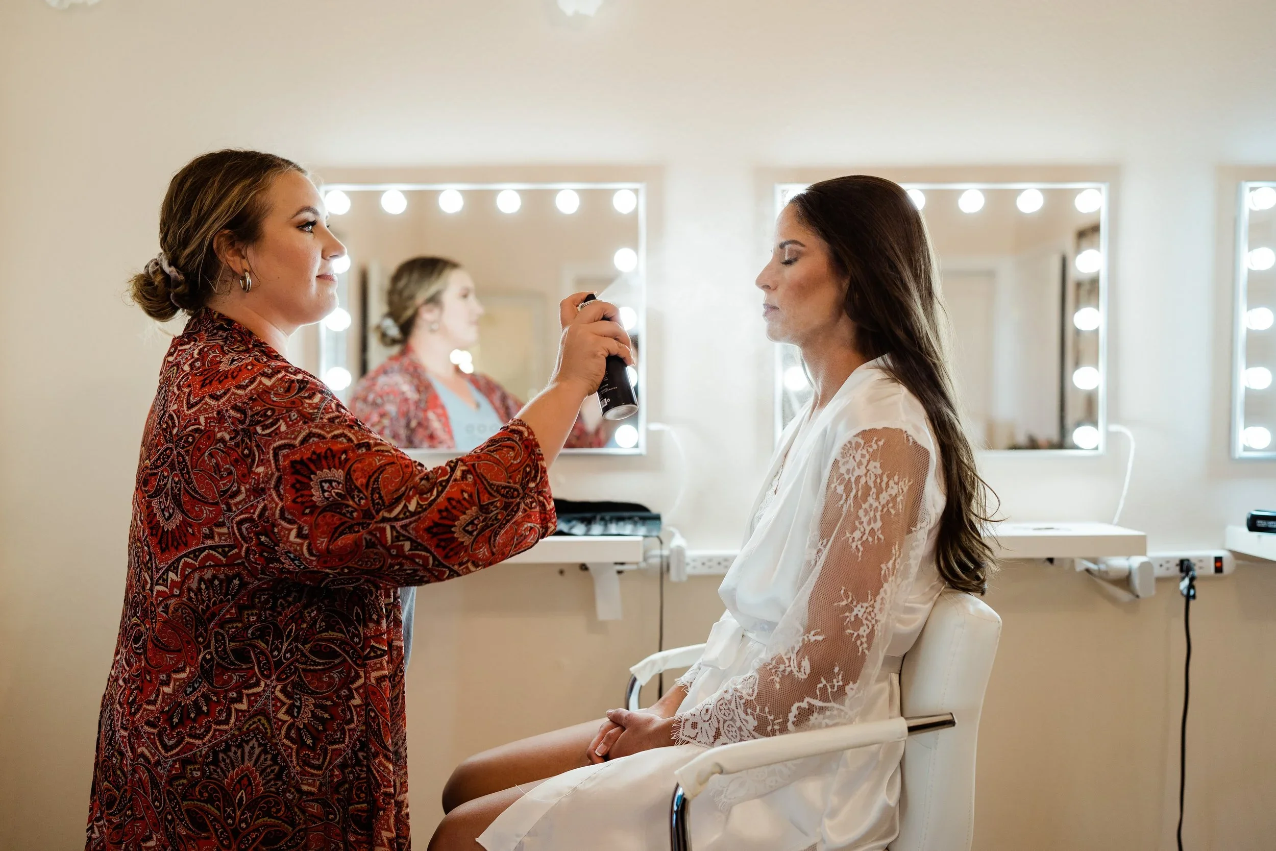 San Luis Obispo based wedding makeup artist (Kelly Mendoza) applies bridal makeup