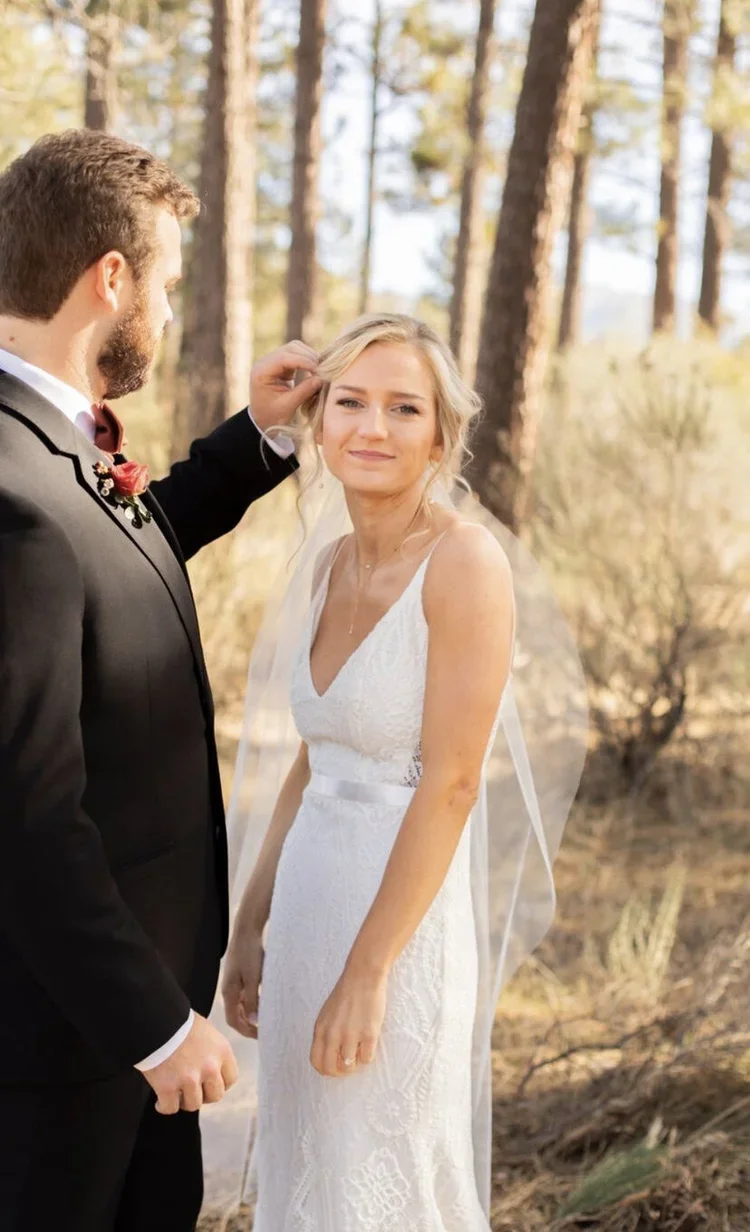 First look at the groom's haircut and bridal makeup by Hair Skin Club in San Luis Obispo
