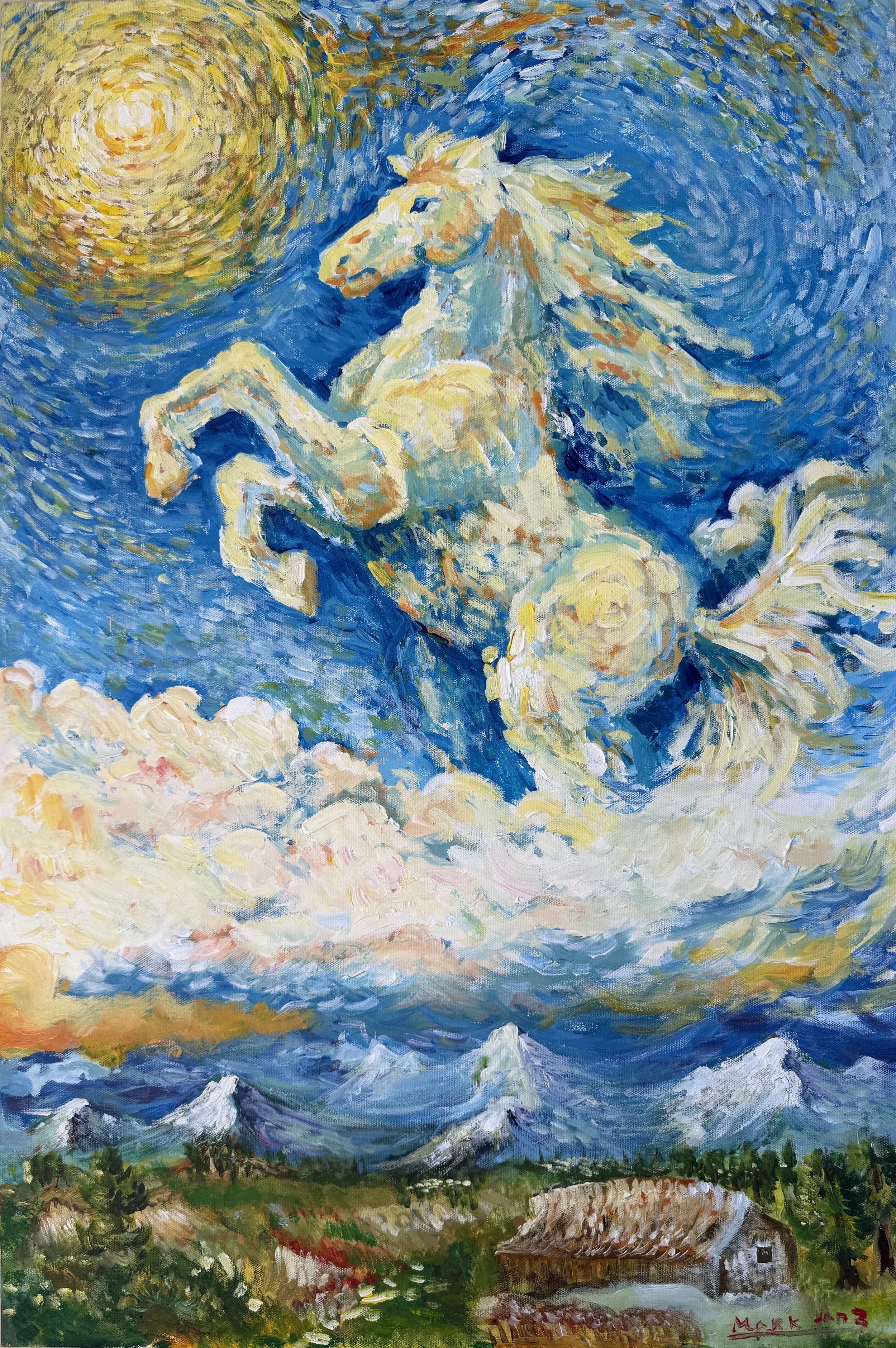 Fleeting Clouds, 2026 · Year of the Fire Horse
Acrylic on Canvas, 24''x 36''
