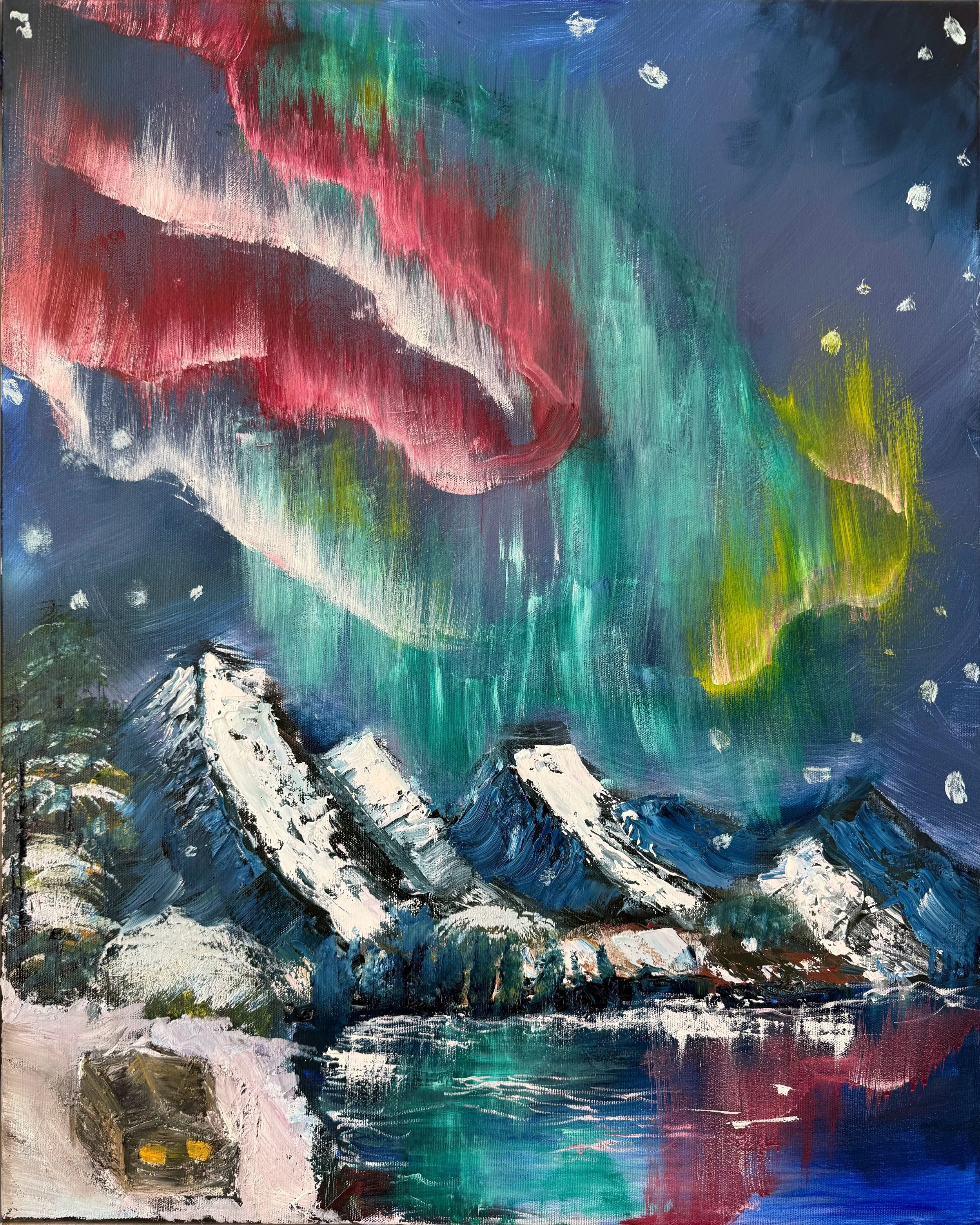 Winter Aurora, Oil on Canvas, 24''x30'', 2026