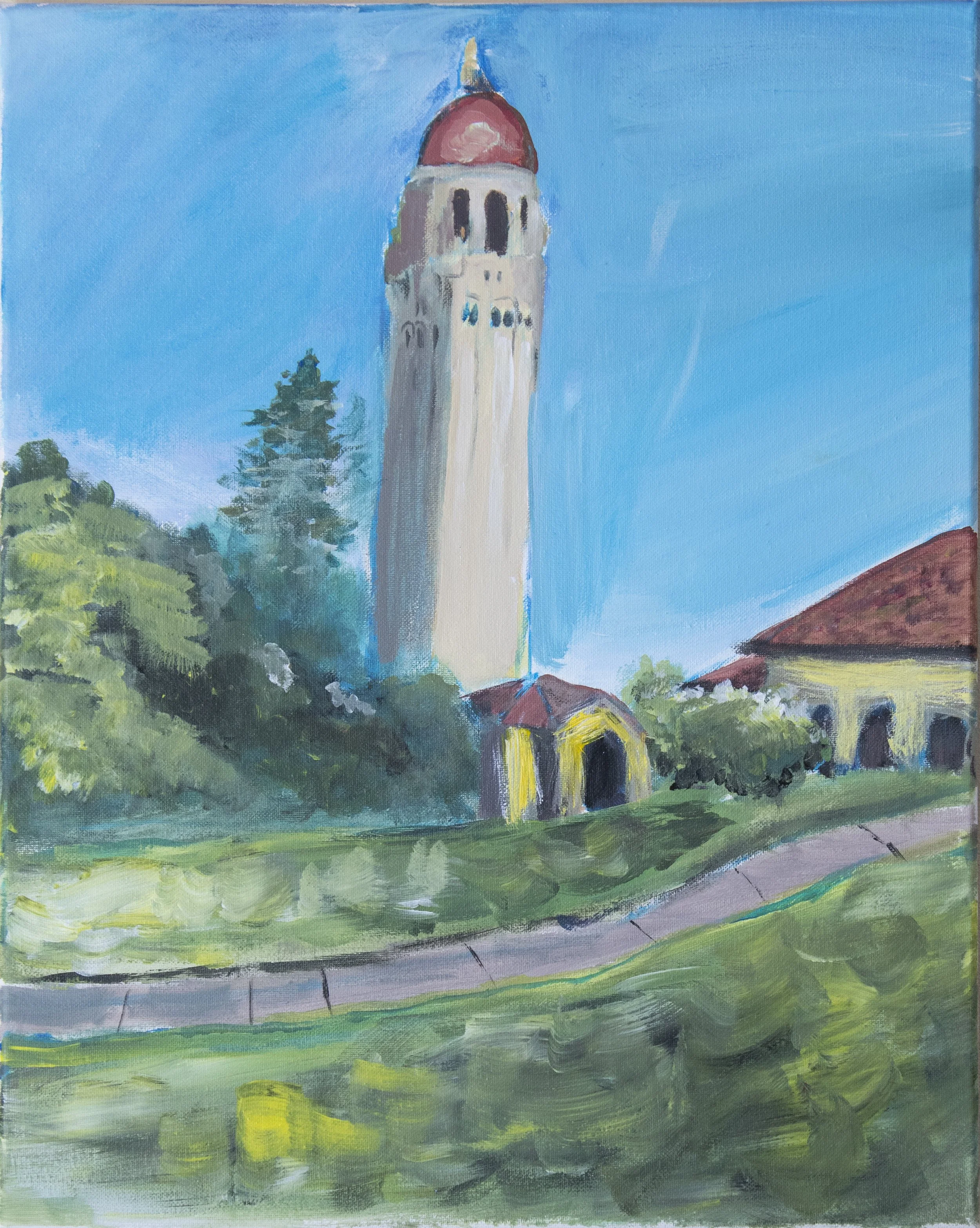 Hoover Tower, Acrylic on Canvas, 18''x24'', 2025 (Plein Air)