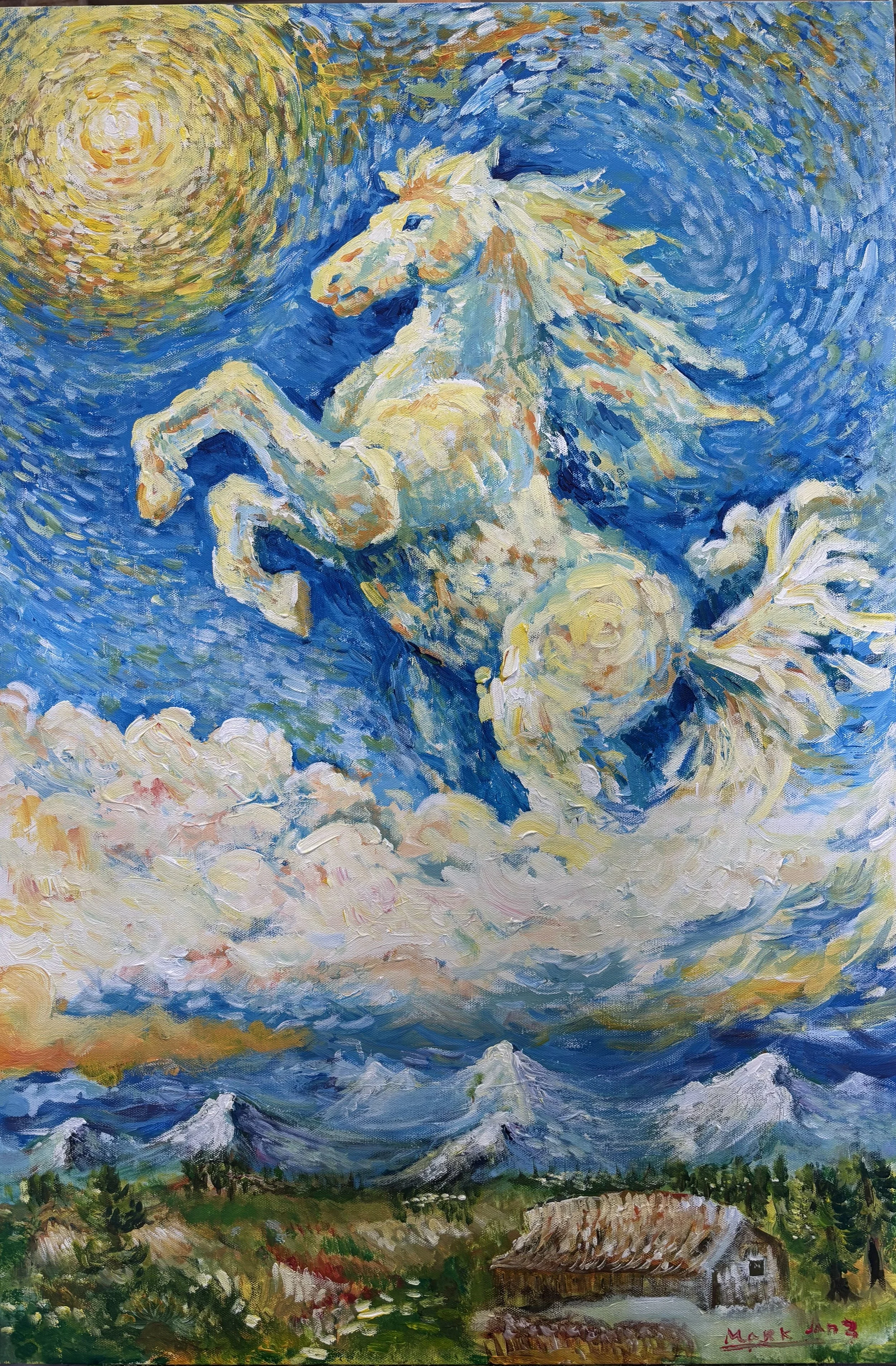 Fleeting Clouds, Acrylic on Canvas, 24''x 36'', 2025