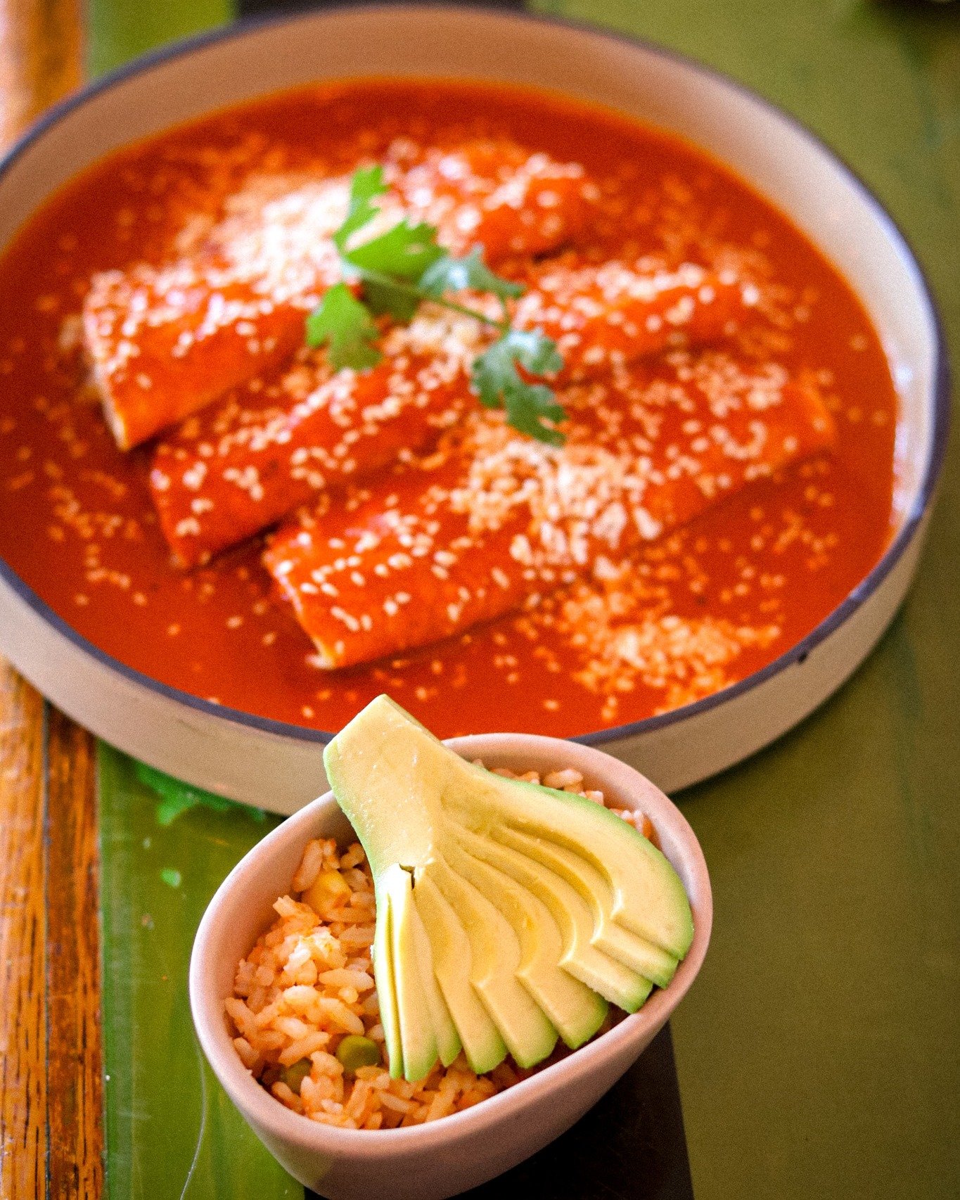 Say hello to one of our newest additions &mdash; Enchiladas Coste&ntilde;as. 🌊🦐
Inspired by the bold coastal flavours of Mexico, these beauties are stuffed with cheese and prawns al ajillo, bathed in a rich guajillo and prawn fondo cream sauce that