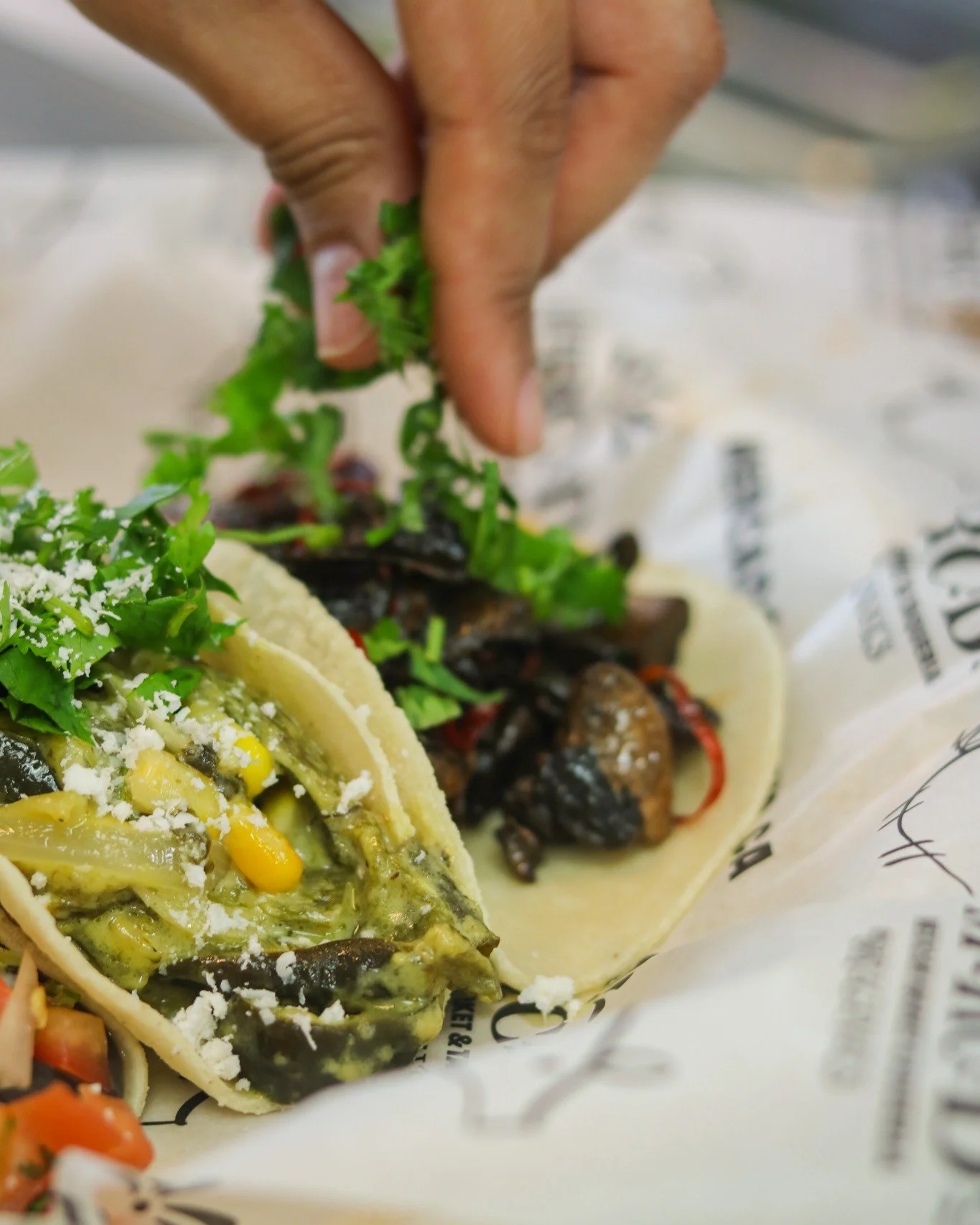 Rajas con crema and mushroom tacos &mdash; proof that Mexican vegetarian food is anything but an afterthought. 🌿
Rajas are strips of roasted poblano pepper, one of Mexico's most beloved chiles, traditionally combined with corn and cream for a rich, 