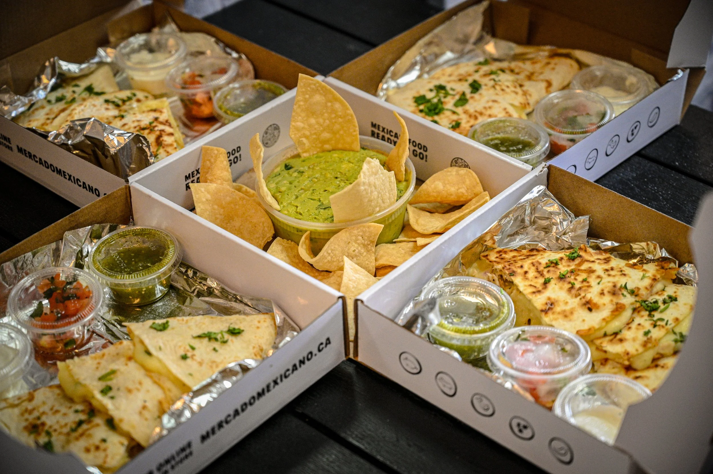 Quesadillas, guacamole, tacos