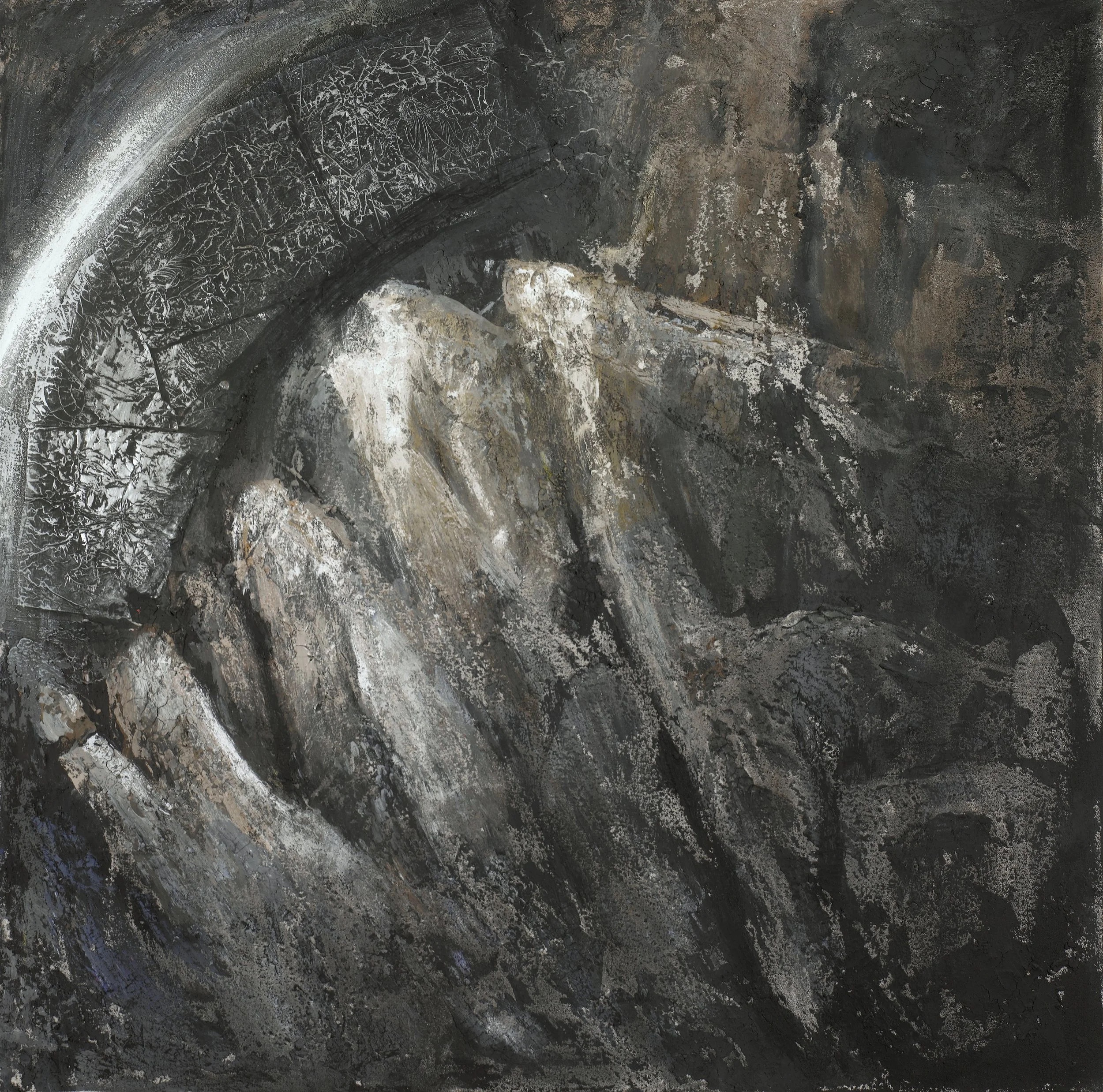 Roccia I, 2002; tecnica mista su tela , cm 80 x 80