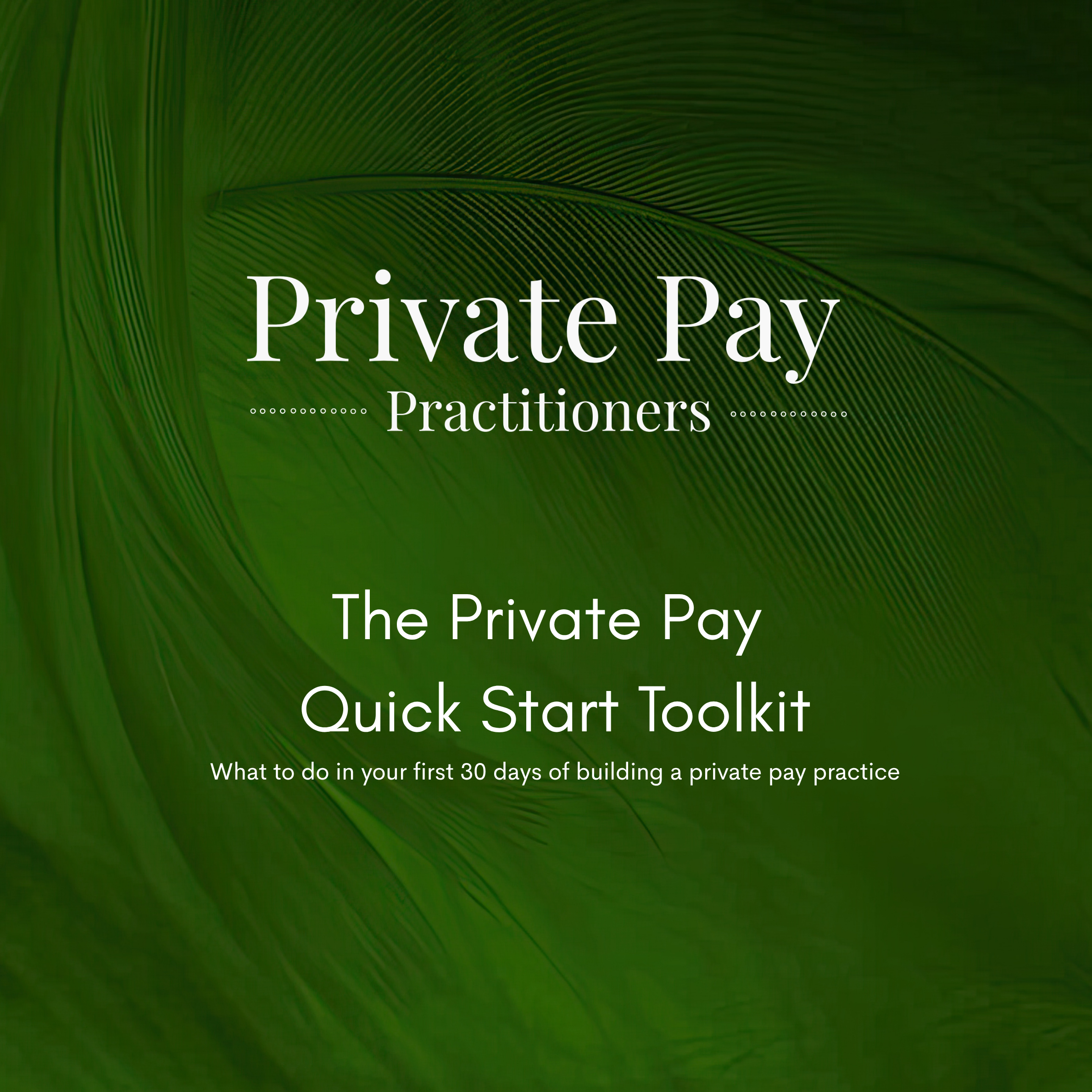 Private Pay Quick Start Toolkit: What to do in your first 30 days of building a private pay practice