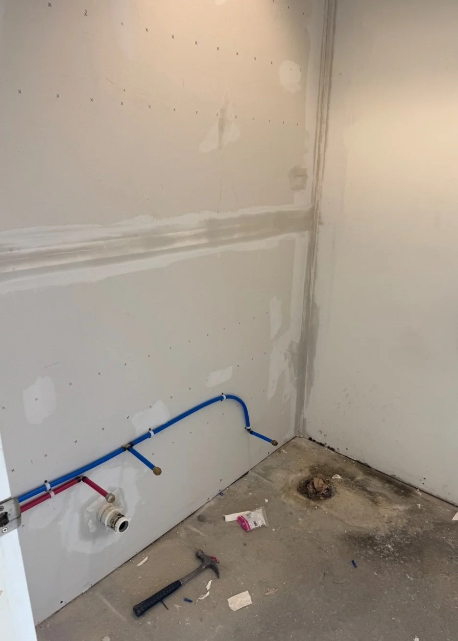 Drywall repair and water lines installed