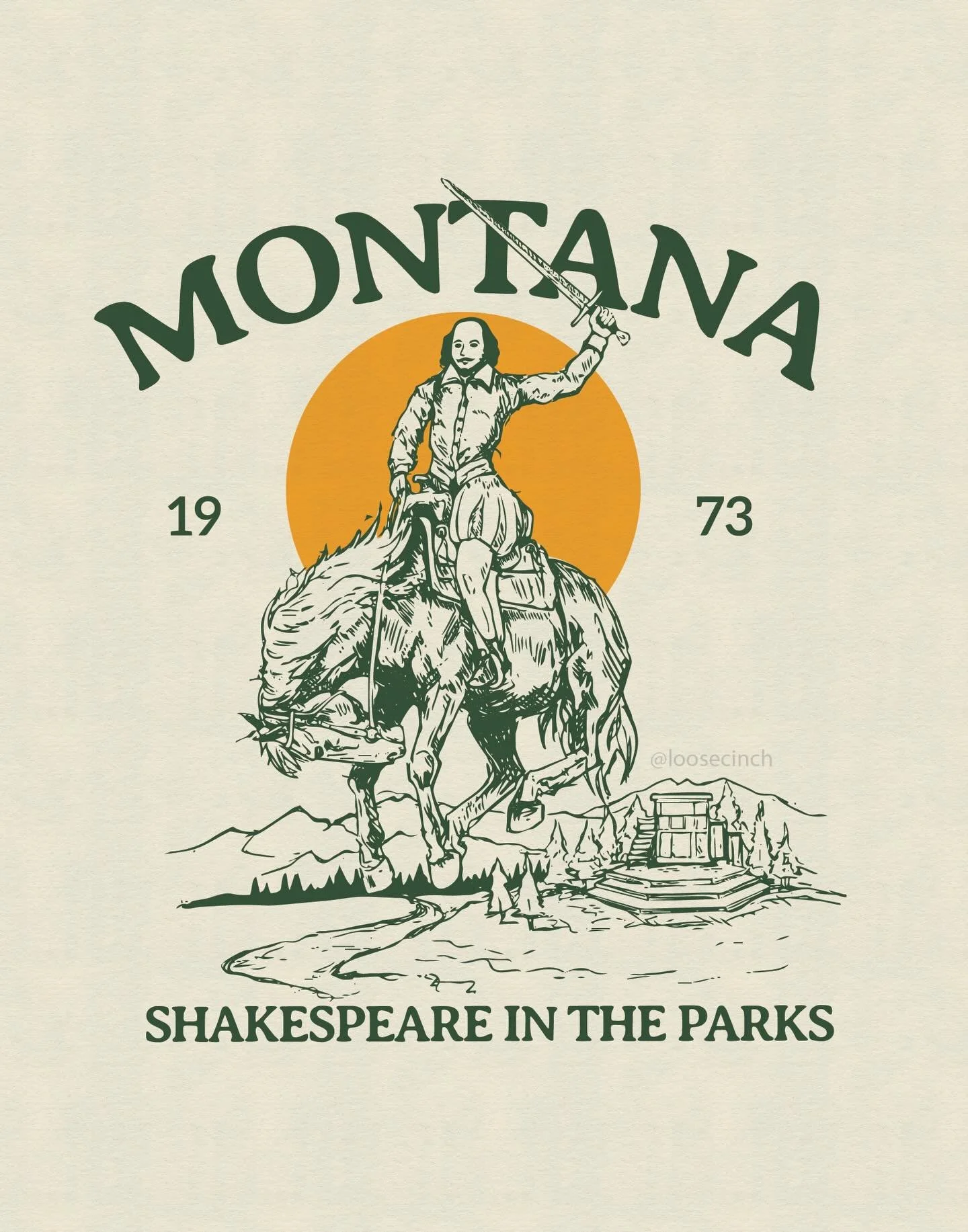 A whole new meaning to Buffalo Bill 🎭🐮 It was an honor and a privilege to design this summer&rsquo;s tour shirt for Montana Shakespeare in the Parks! ( @montana_shakespeare ). 
.
. 
. #wyoming #cowboy #westernart #montana #shakespeareinthepark