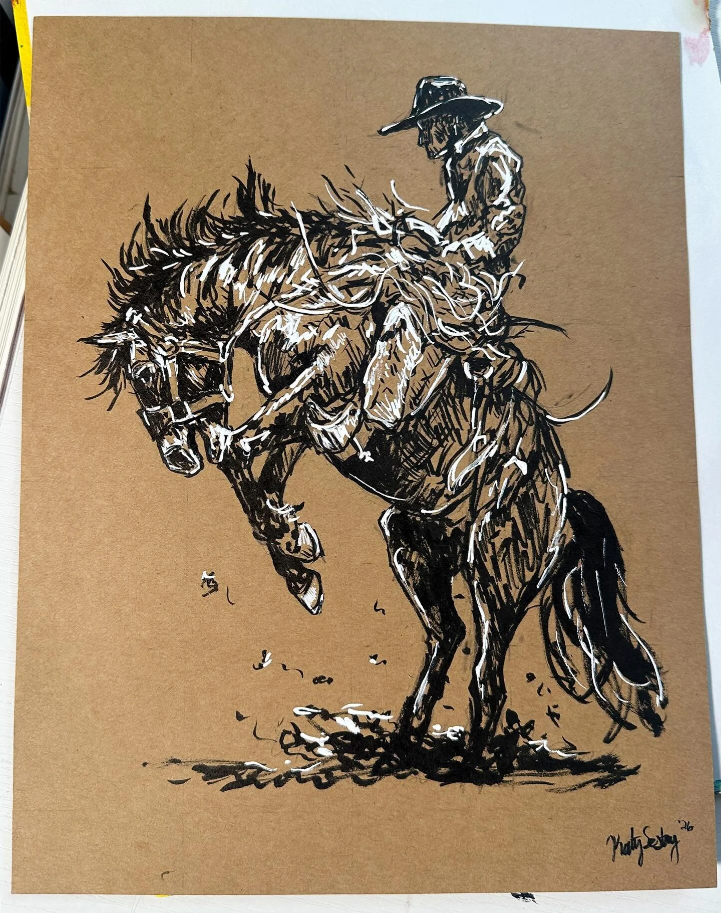Still of what I&rsquo;ve decided to call &ldquo;Spring&rdquo;, an 8.5x11&rdquo; India ink drawing on tan paper. Reference image by the talented @e_mccart  This original and some prints will be available as part of my next drop! Thank you for all of t