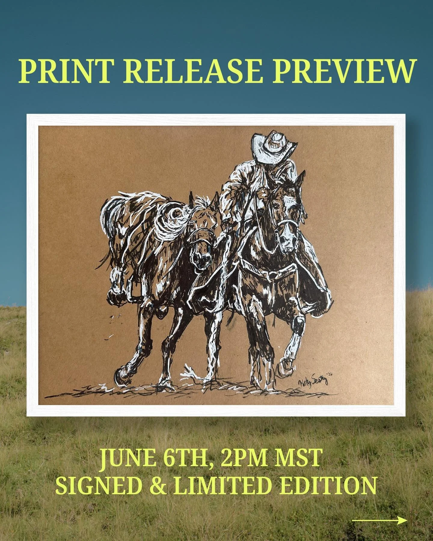 A look at some of the prints that will be hitting the shop on June 6th! (And there&rsquo;s more where that came from). These will all be signed, limited edition 11x14&rdquo; prints. 
.
.
. #equineart #artist #rodeo #wyoming #yellowstone