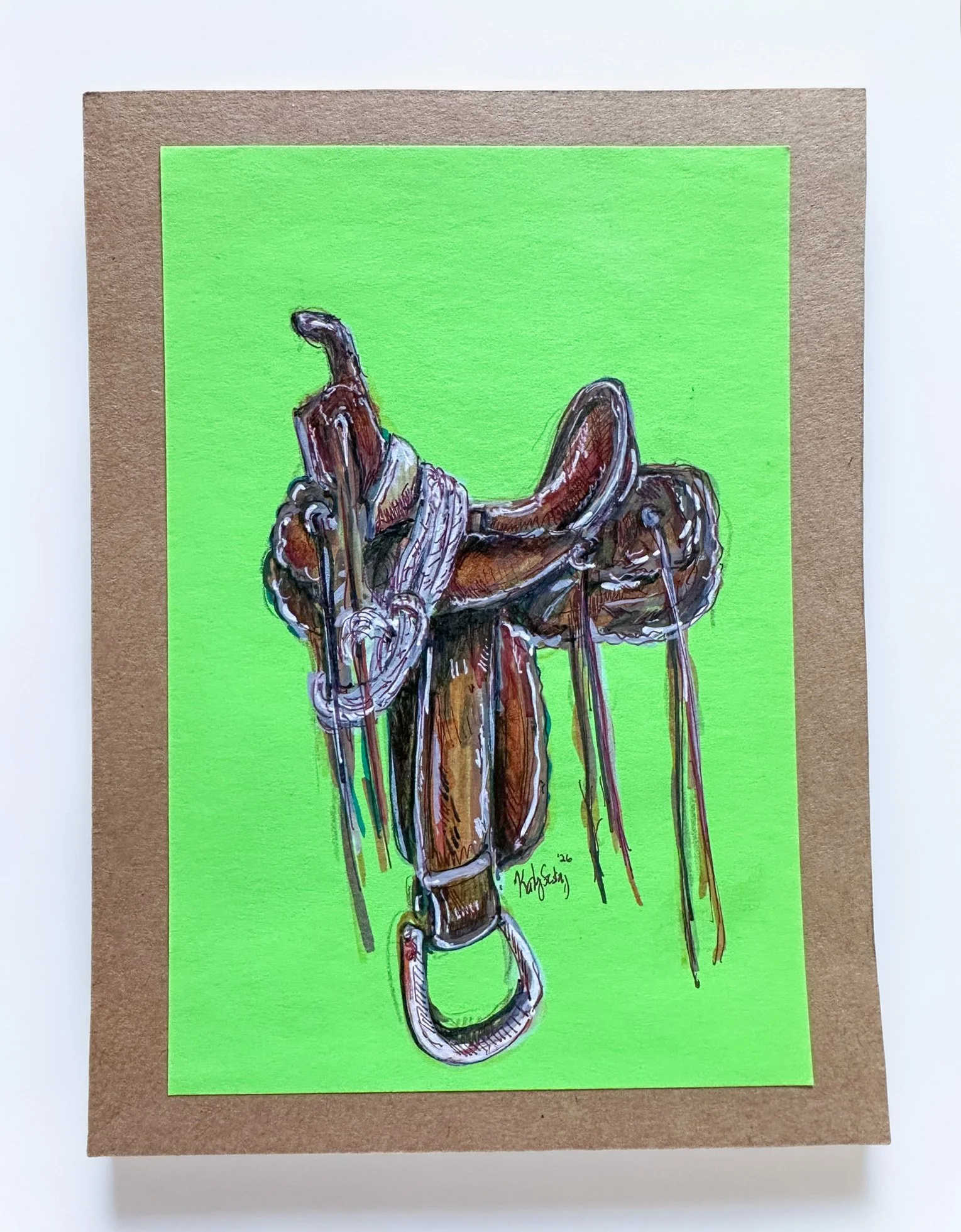 Chartreuse Saddle- Original Drawing