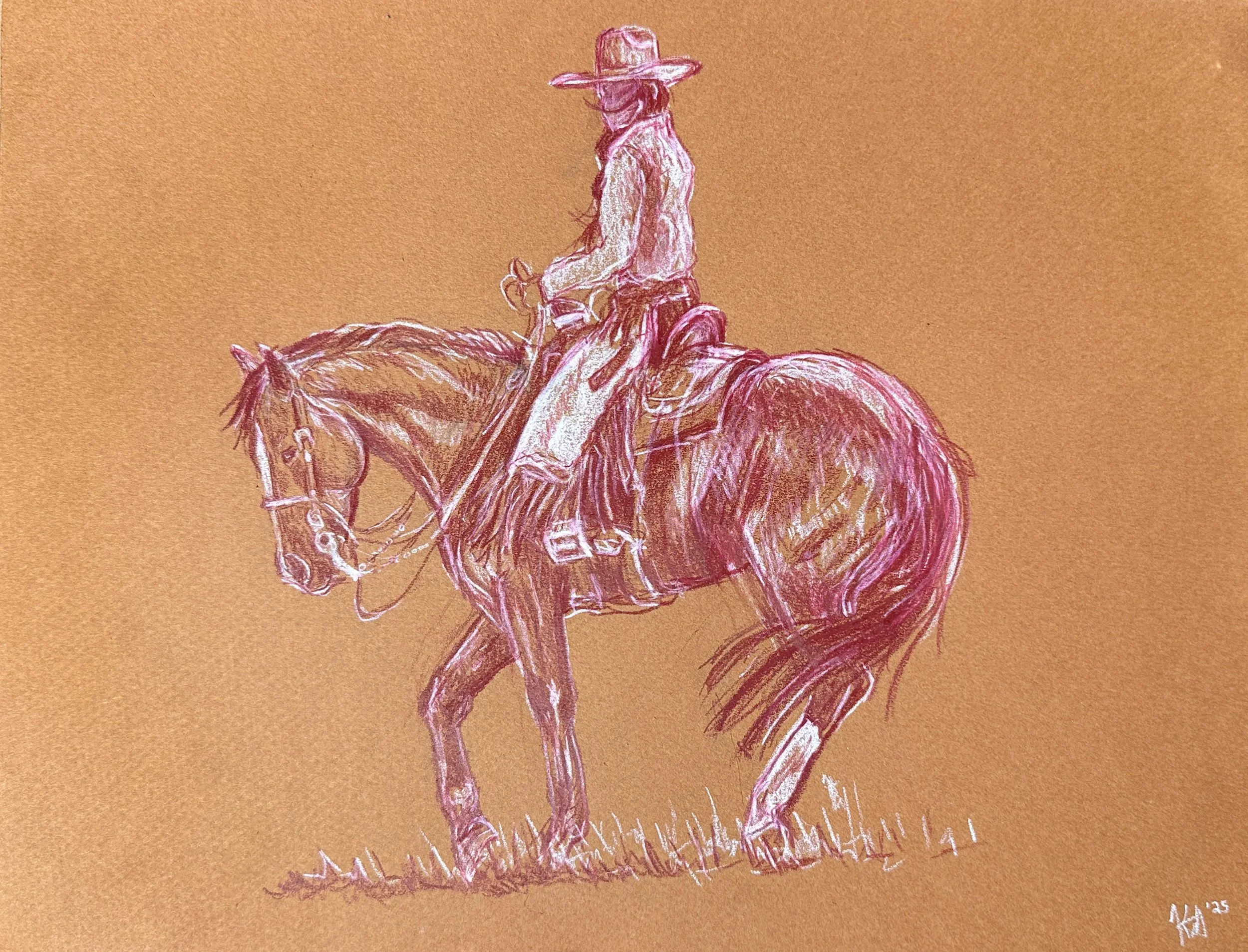 "Collect"- Colored pencil on toned paper