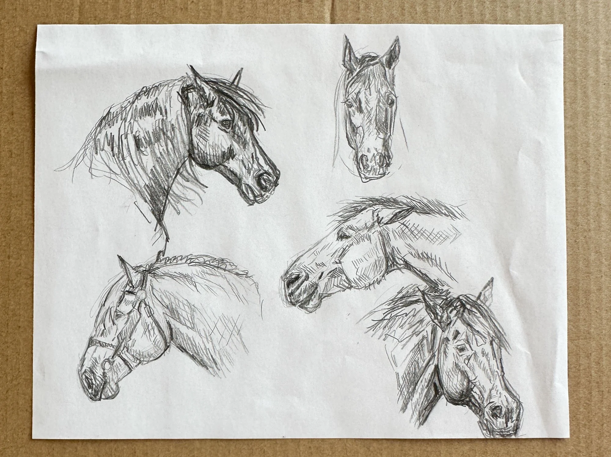 Horse Heads Sketchbook Page- Original