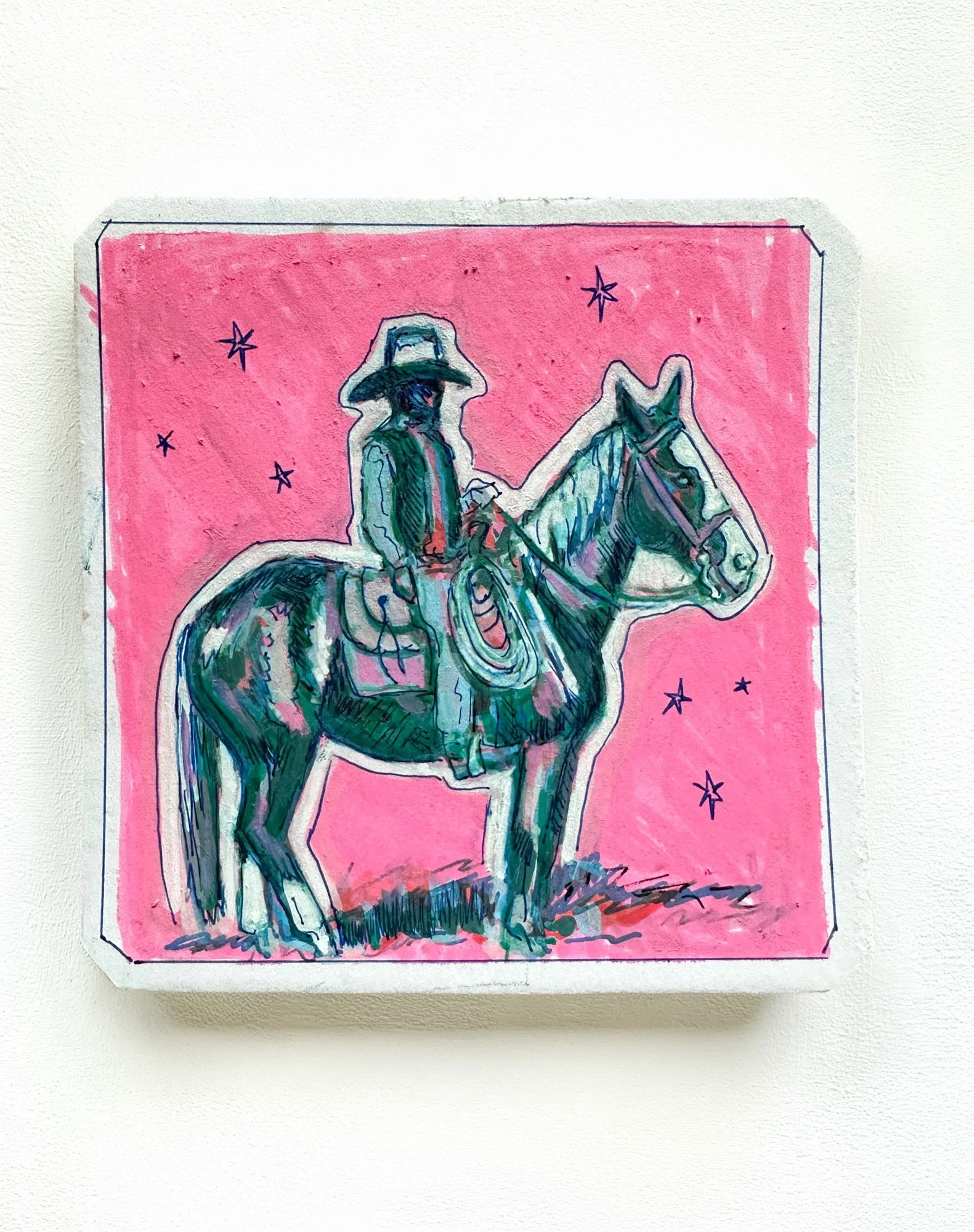 Pink & Blue Cowboy- Original Sketch